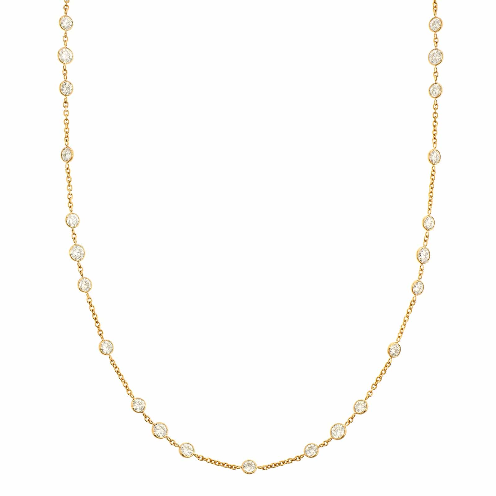 18K Yellow Gold Diamond By The Yard Necklace - Image 4
