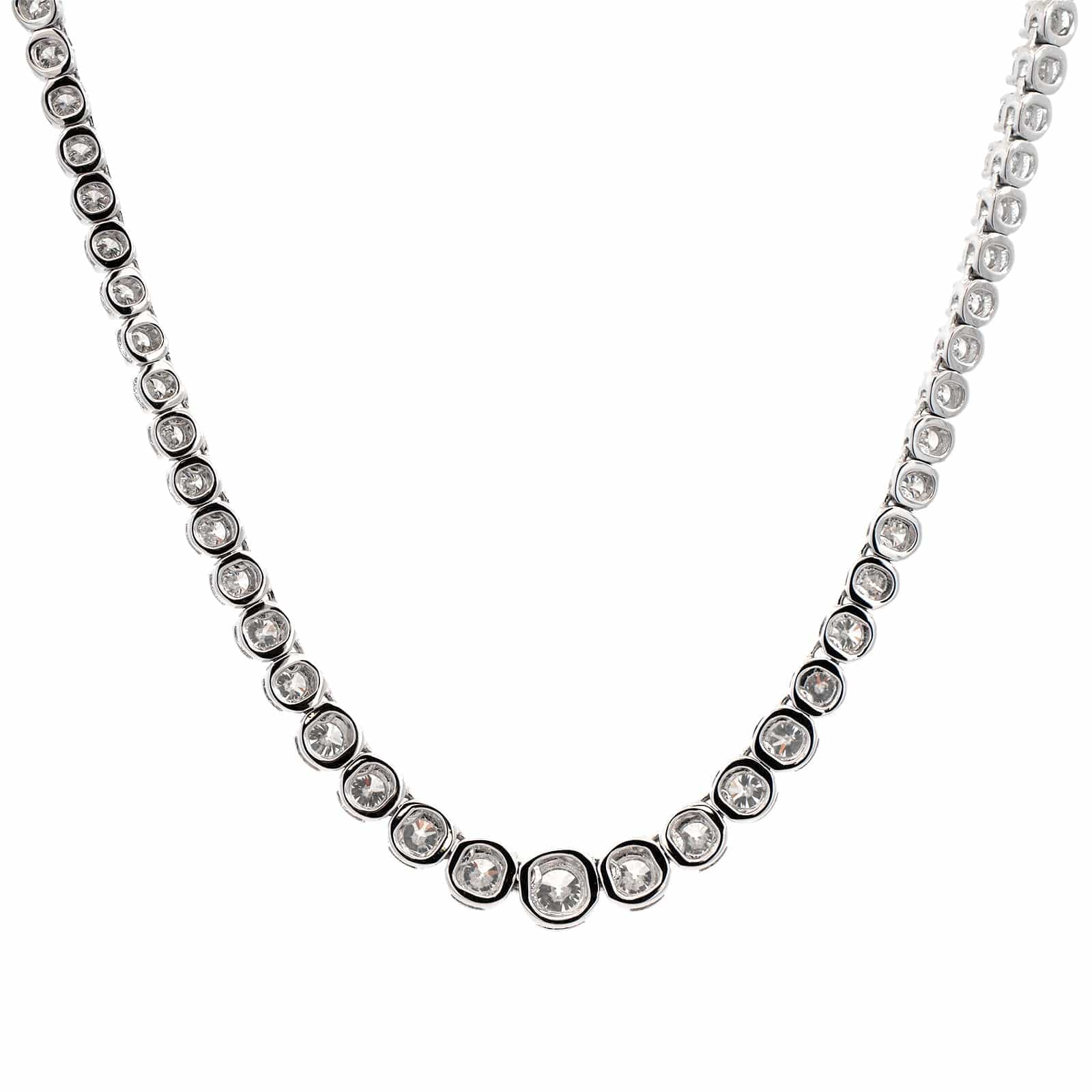 18K White Gold Graduated Diamond Tennis Necklace - Image 2