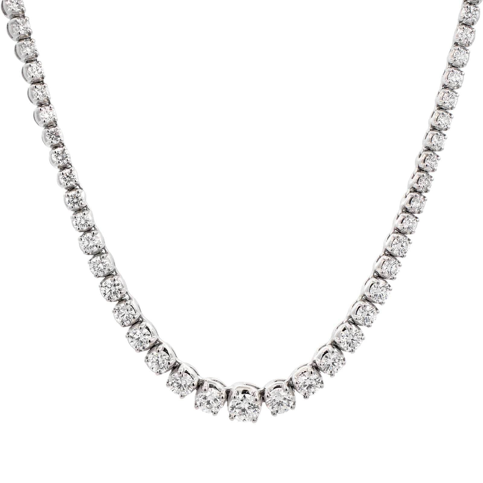 18K White Gold Graduated Diamond Tennis Necklace - Image 5