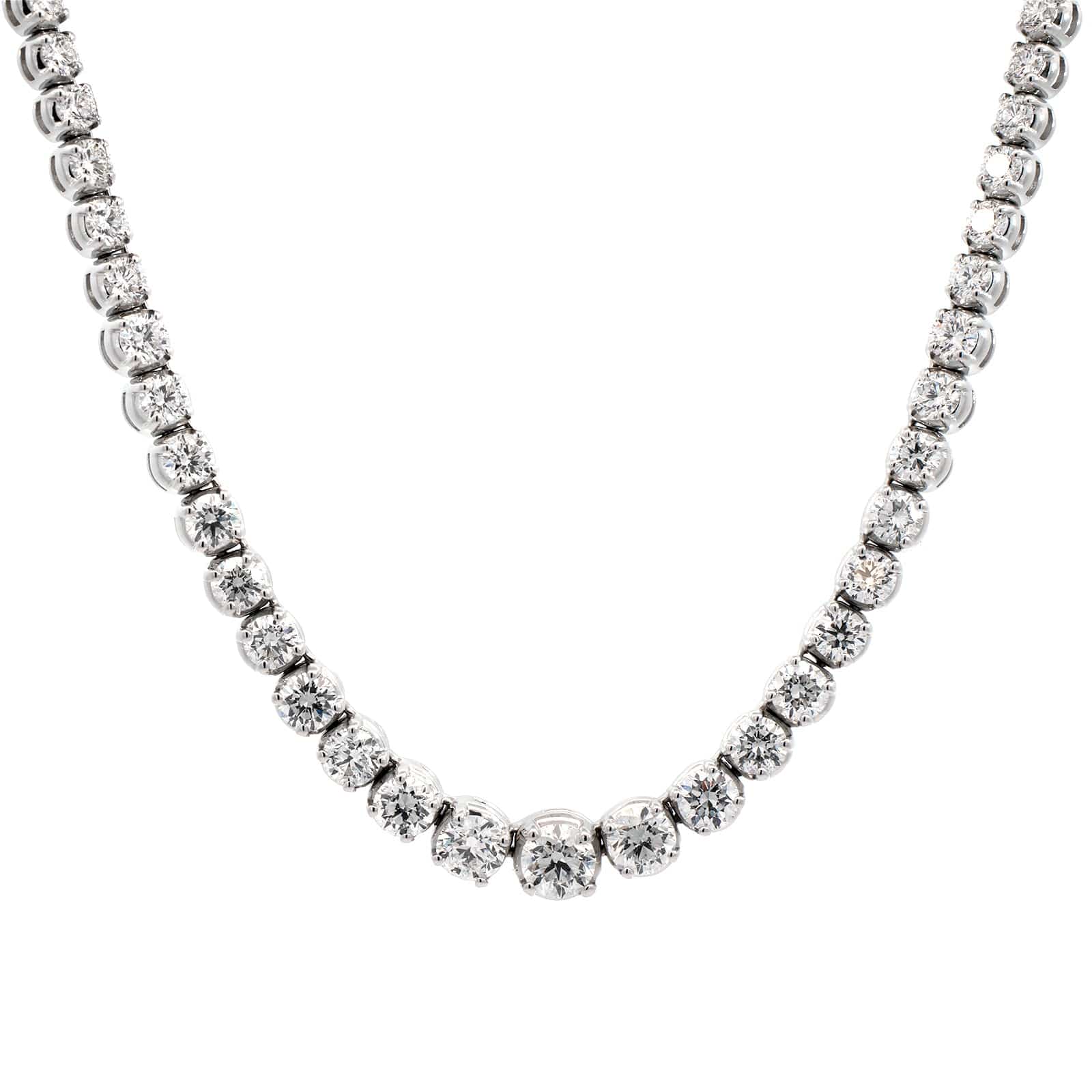 18K White Gold Graduated Diamond Tennis Necklace - Image 5