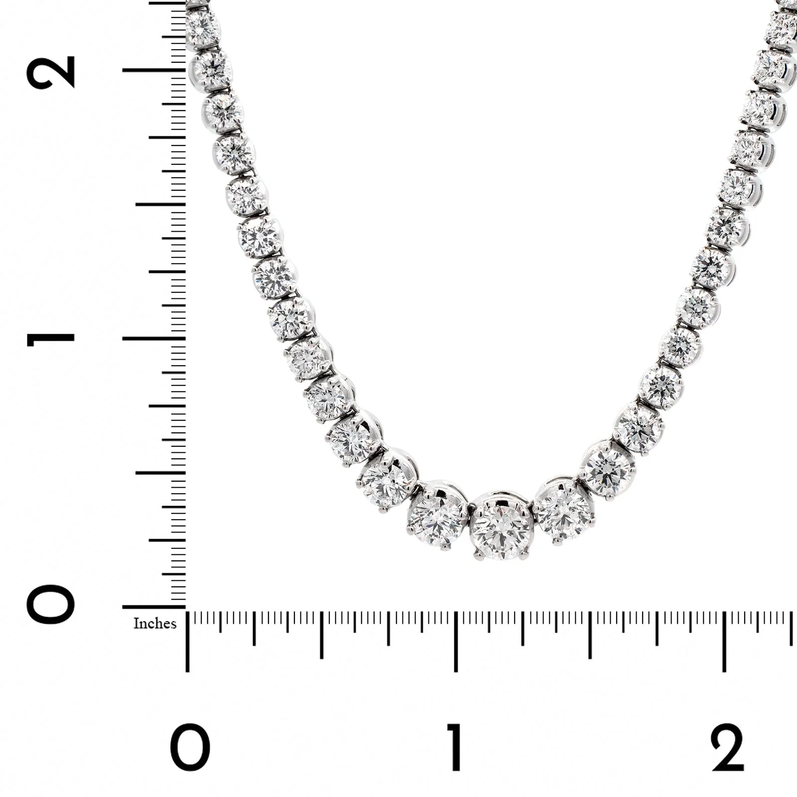 18K White Gold Graduated Diamond Tennis Necklace - Image 4