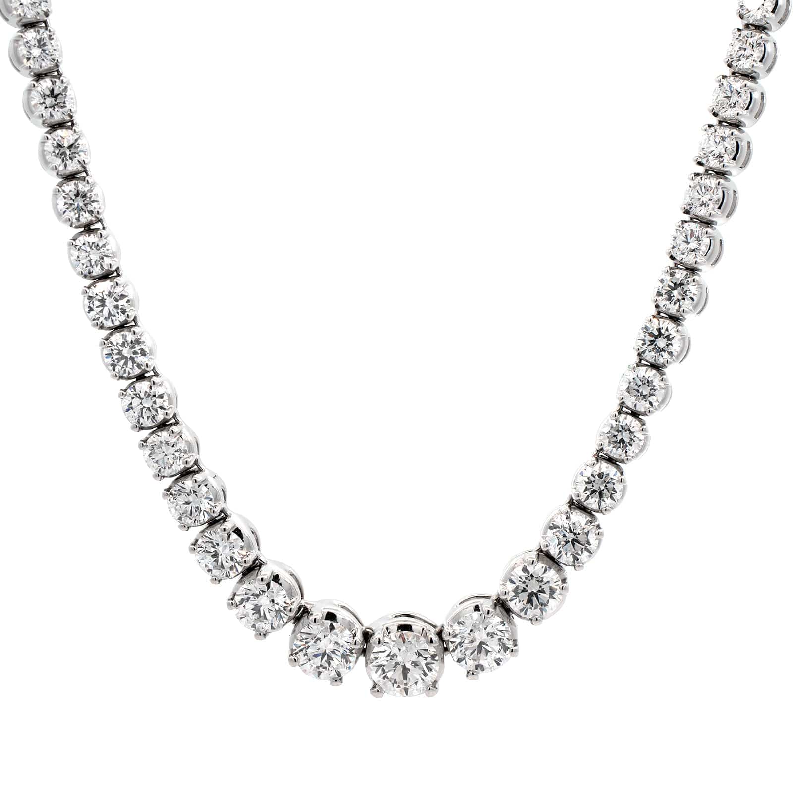 18K White Gold Graduated Diamond Tennis Necklace - Image 5