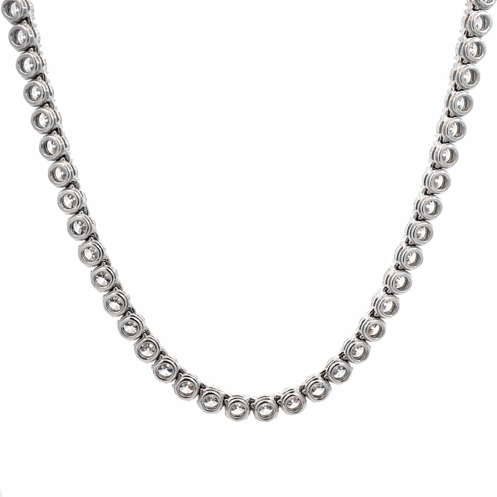 Platinum 4 Prong Diamond Tennis Necklace - Image 2