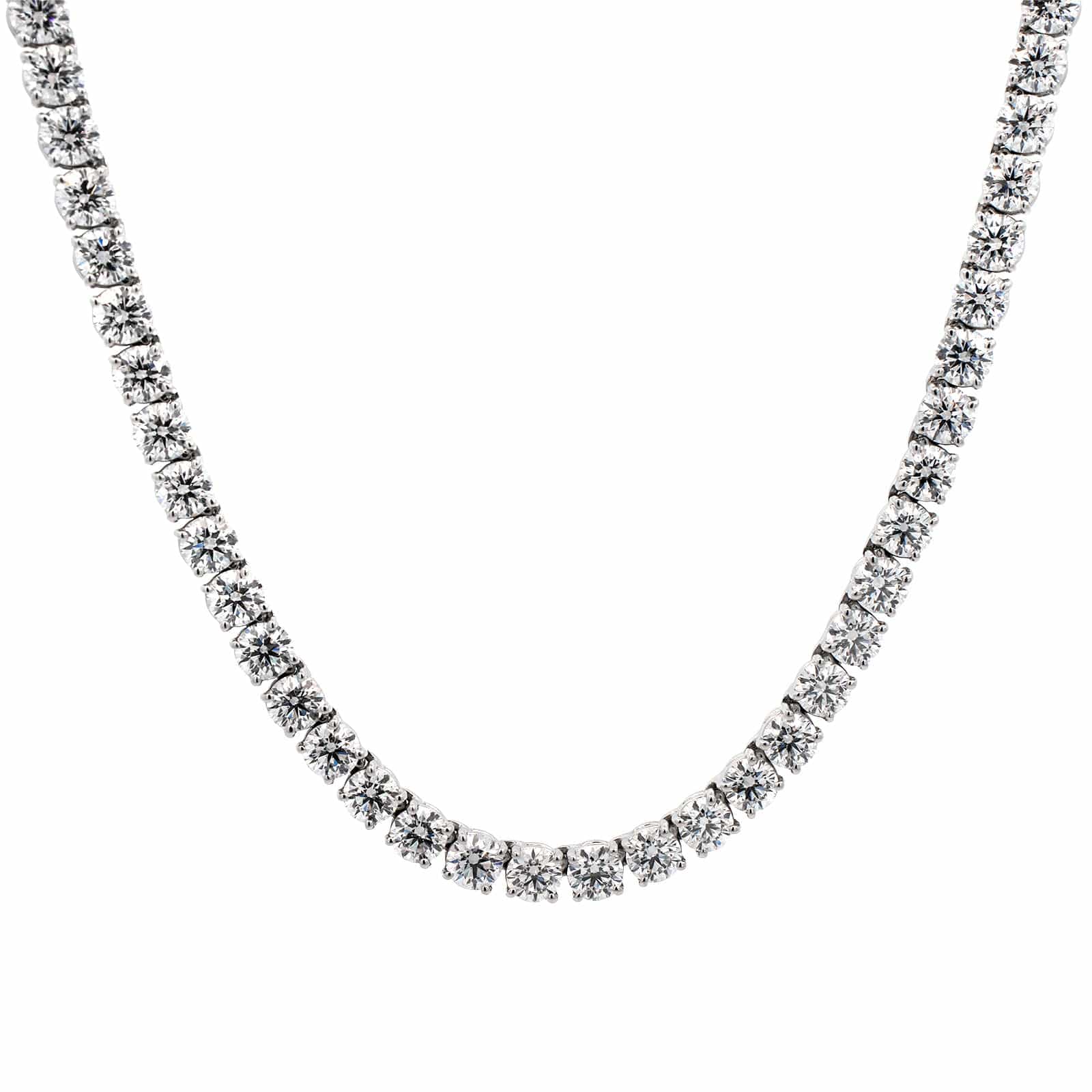 Platinum 4 Prong Diamond Tennis Necklace - Image 5