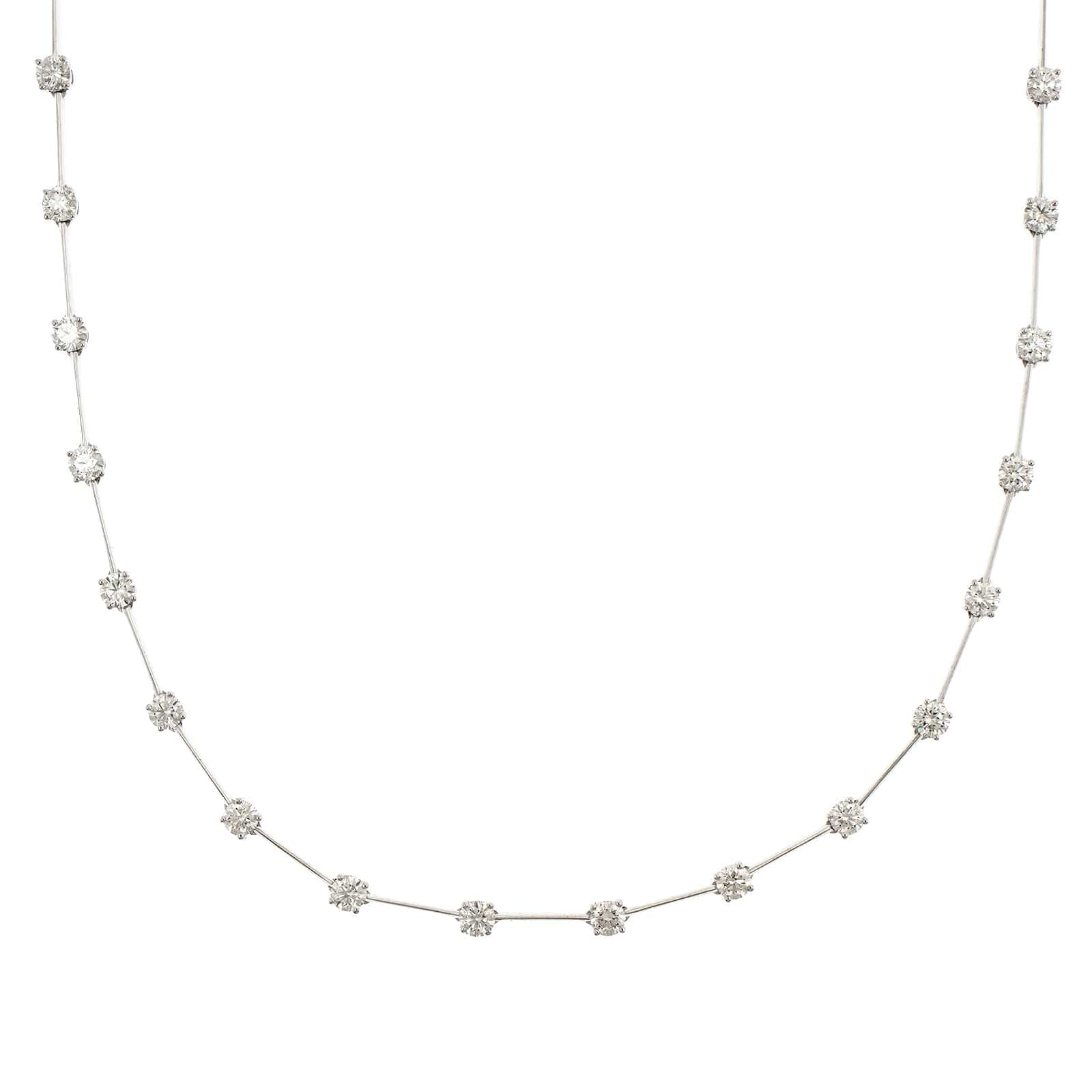 18K White Gold Diamond Bar Necklace