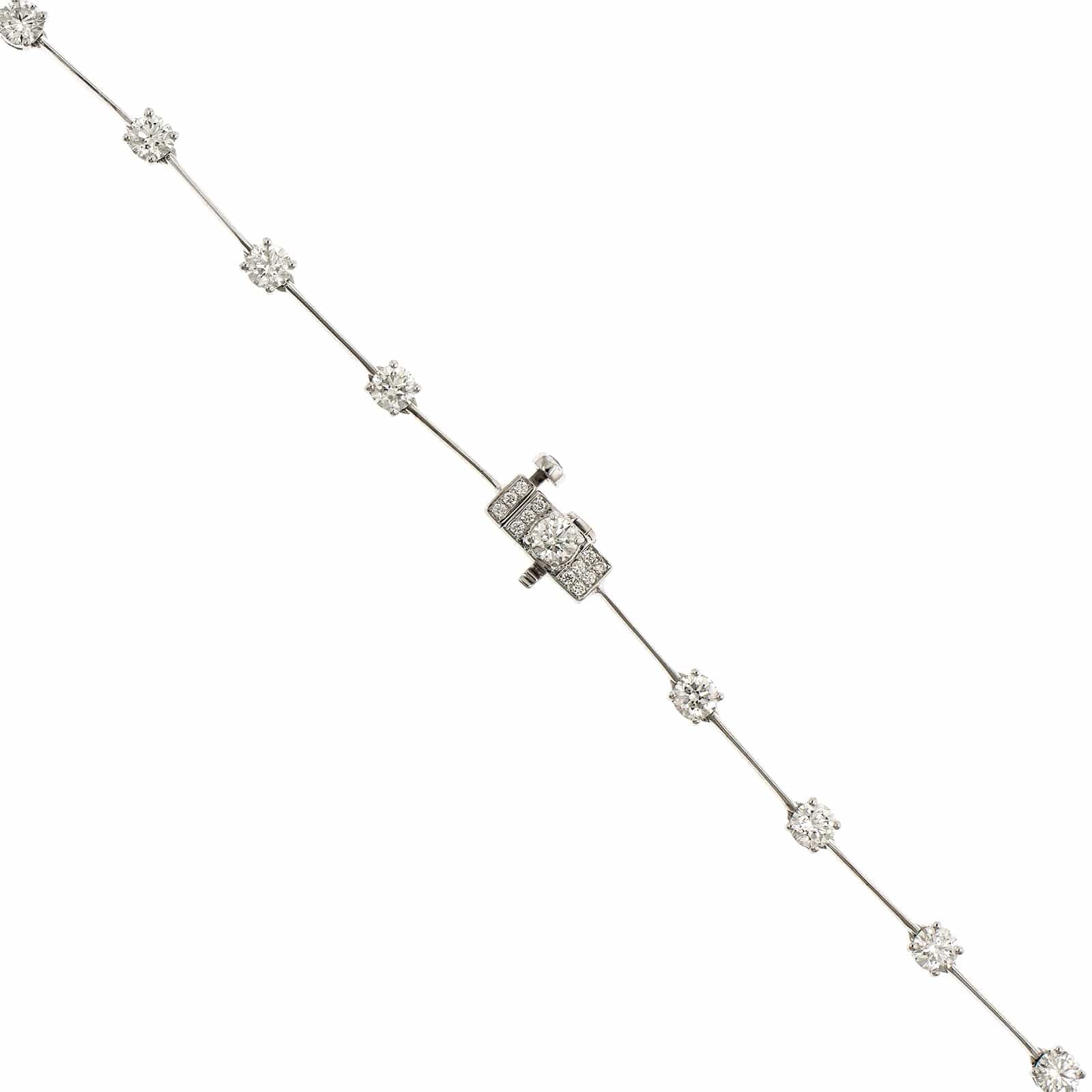 18K White Gold Diamond Bar Necklace - Image 2