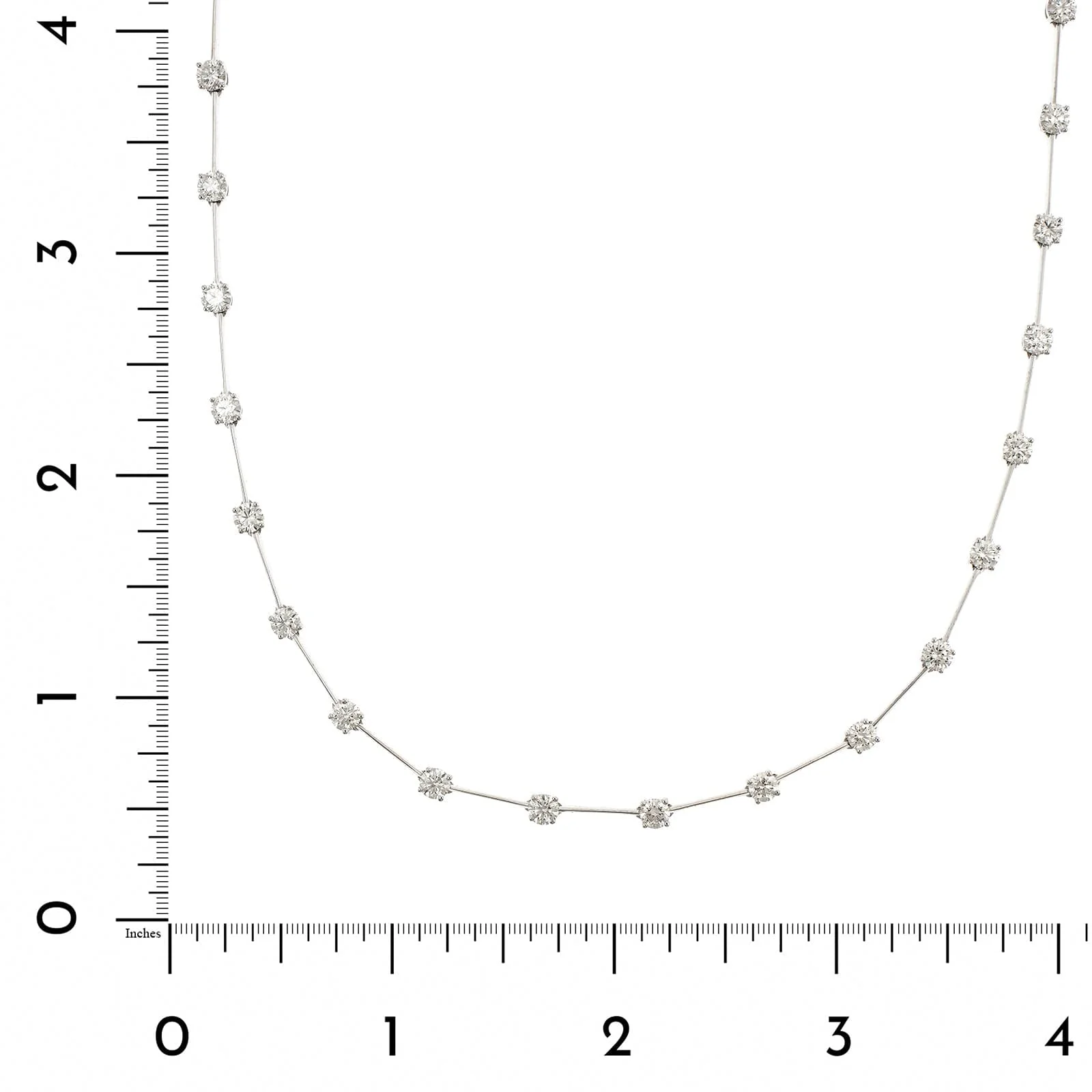 18K White Gold Diamond Bar Necklace - Image 3