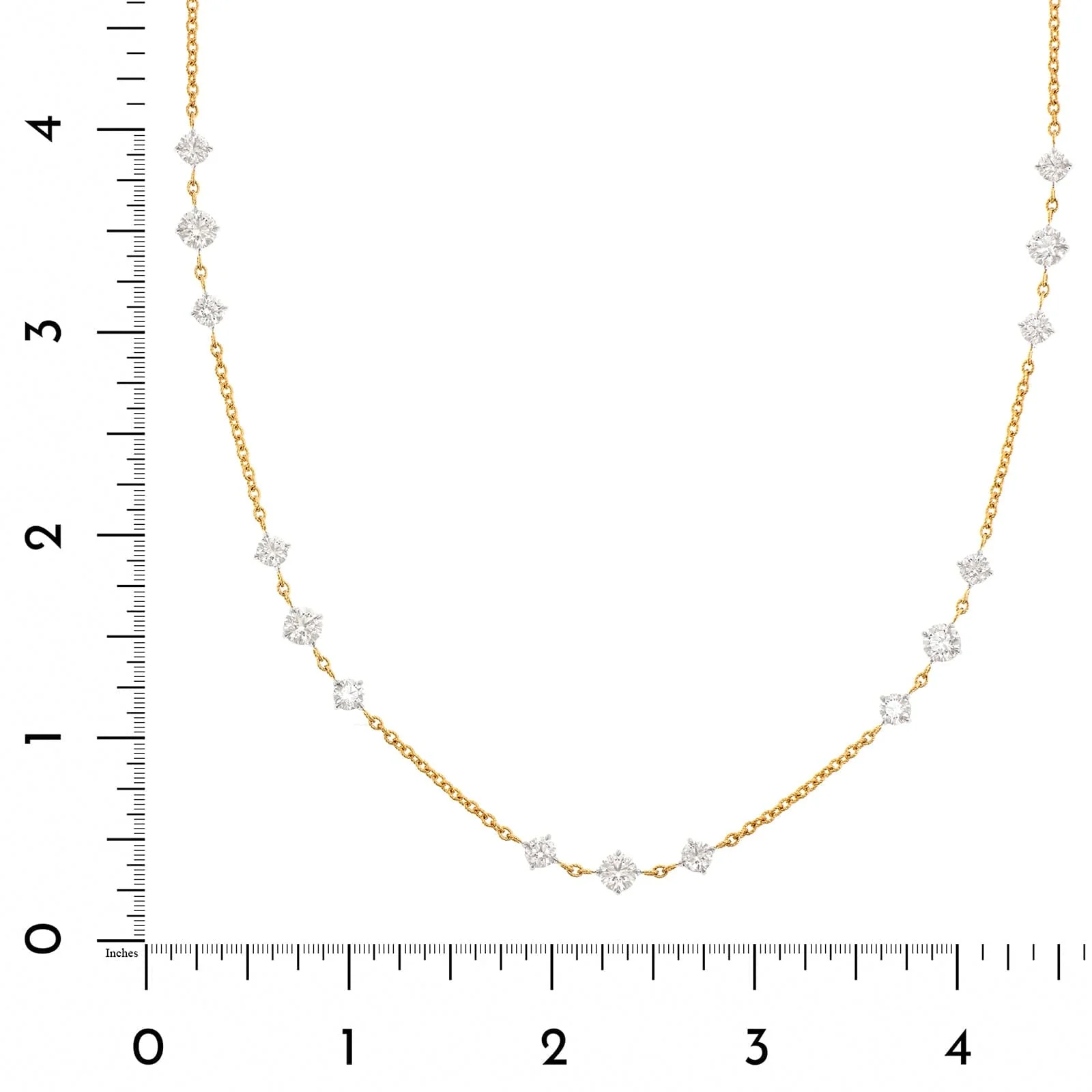 18K Yellow Gold and Platinum Diamonds By The Yard Necklace - Image 3
