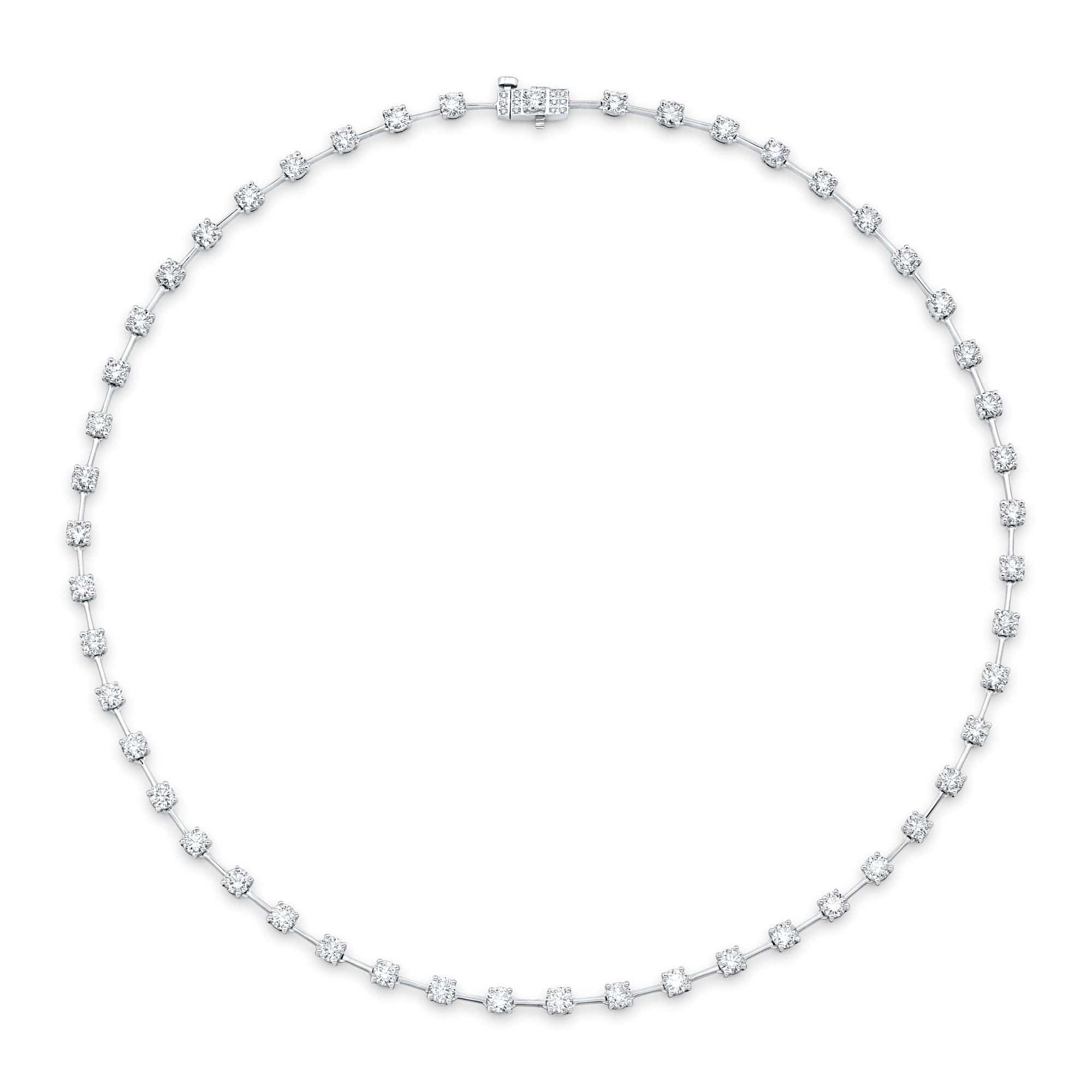 18K White Gold Bar Set Diamond Necklace