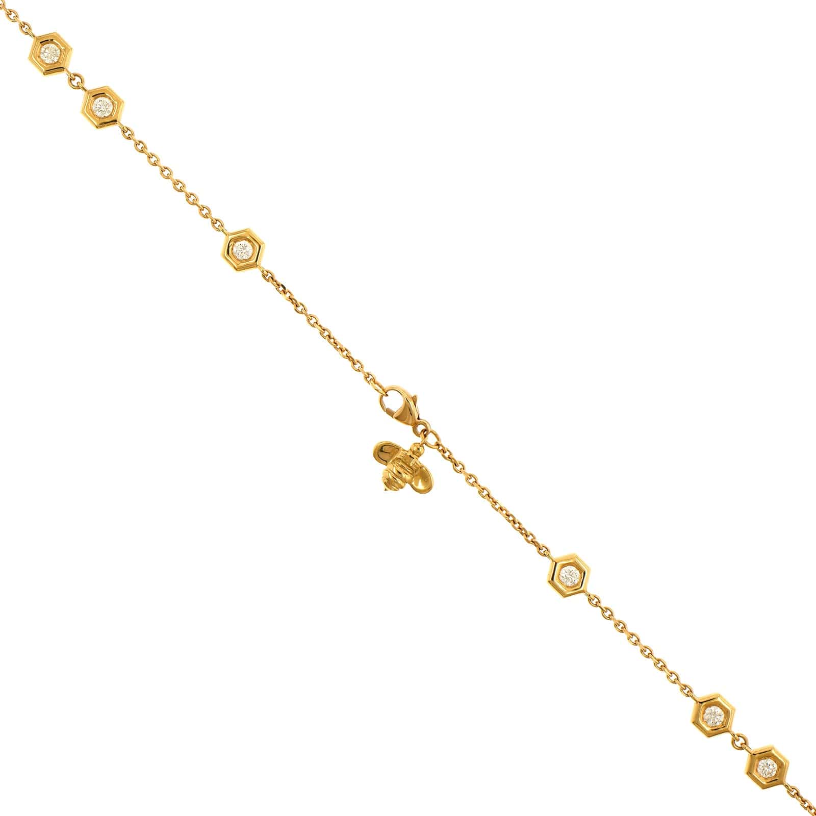 18K Yellow Gold Multi Hexagon Diamond Necklace - Image 3