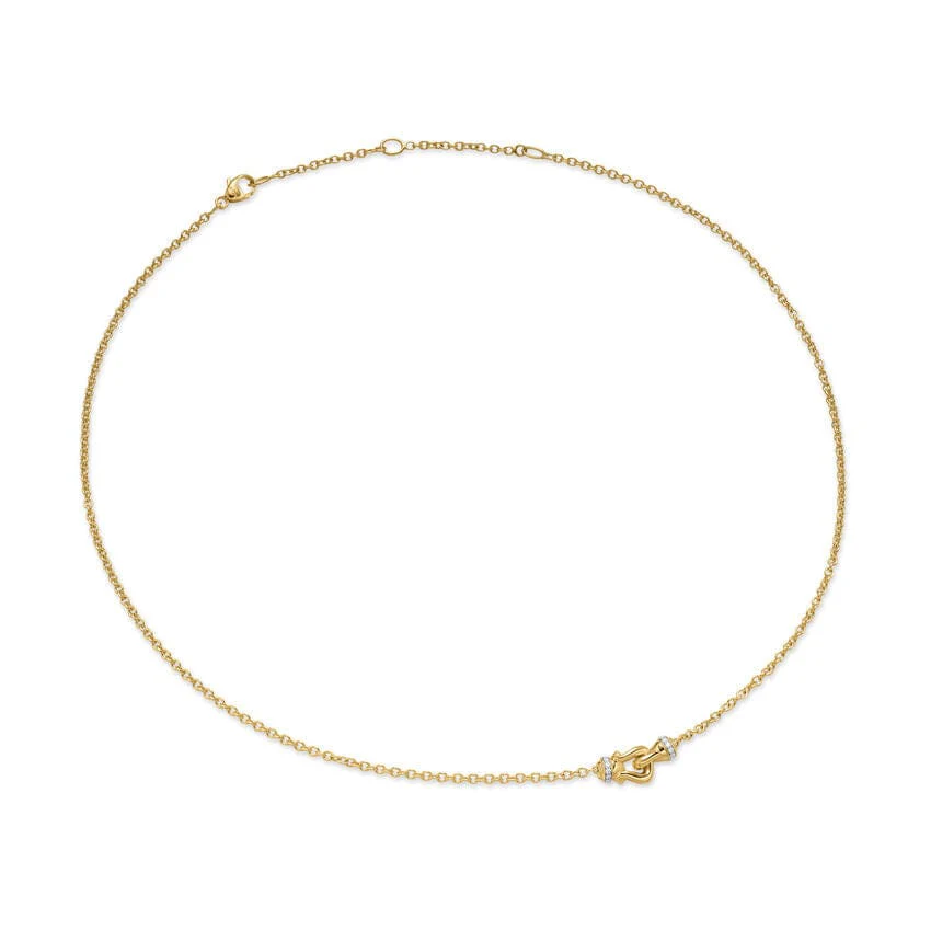 Petite Buckle Necklace 18K Yellow Gold with Diamonds, 16.3mm - Image 4