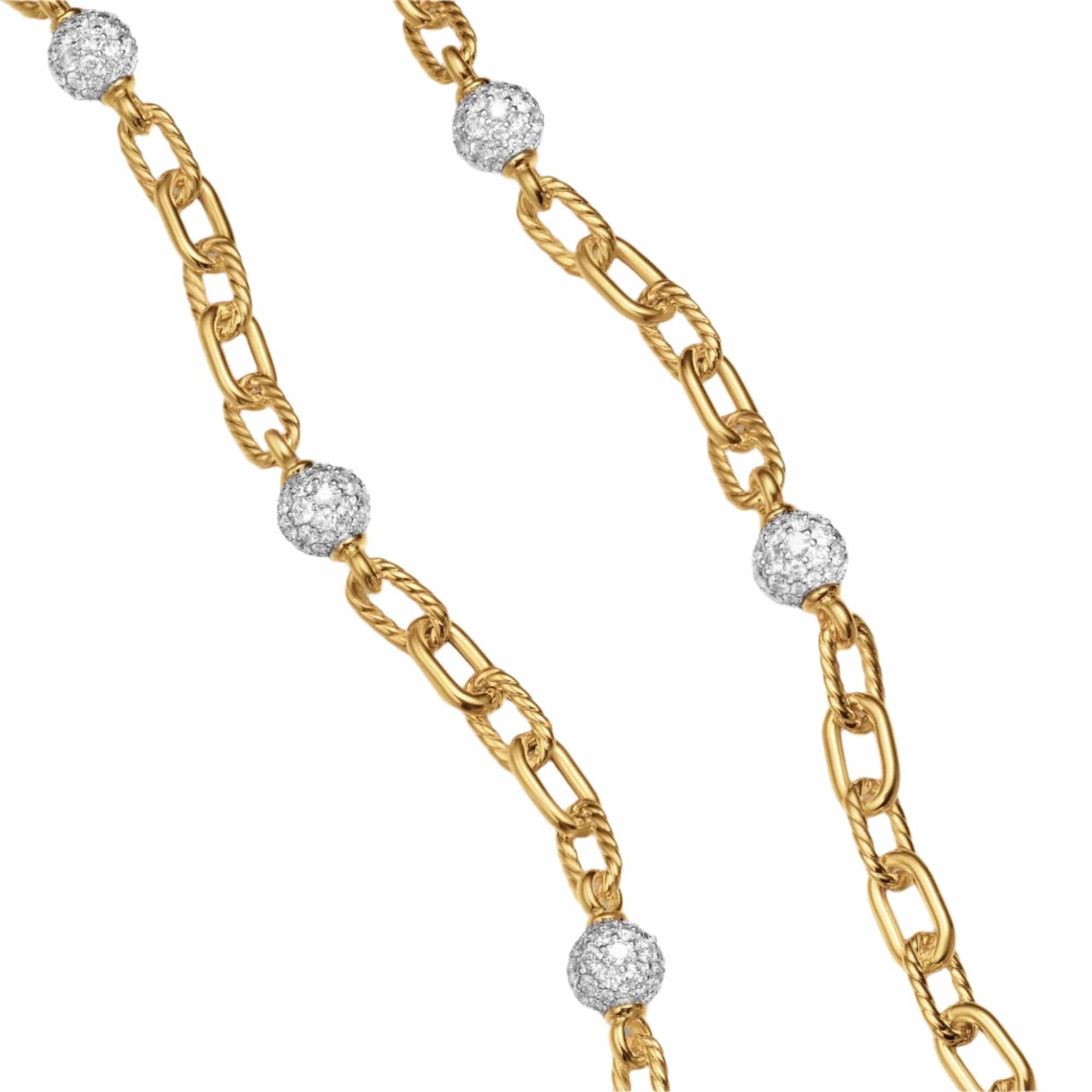 DY Madison® Pavé Bead Chain Necklace 18K Yellow Gold with Diamonds, 6mm - Image 3
