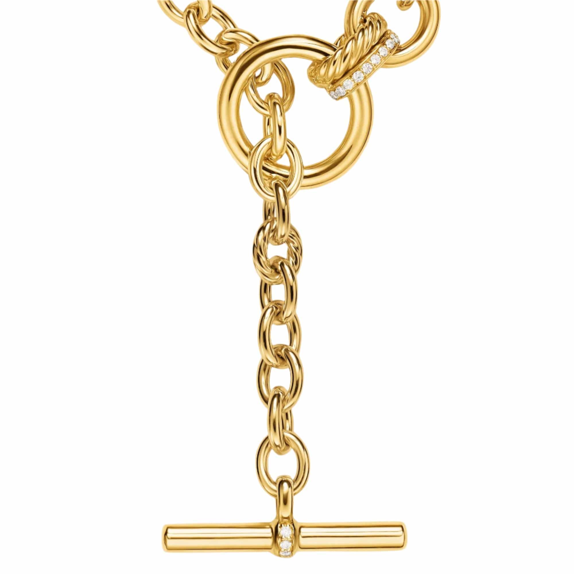 DY Mercer® Double Row Toggle Chain Necklace 18K Yellow Gold with Diamonds, 8mm - Image 4