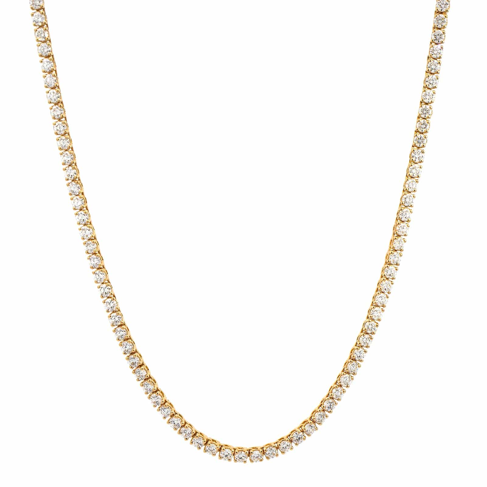 18K Yellow Gold Diamond Tennis Necklace