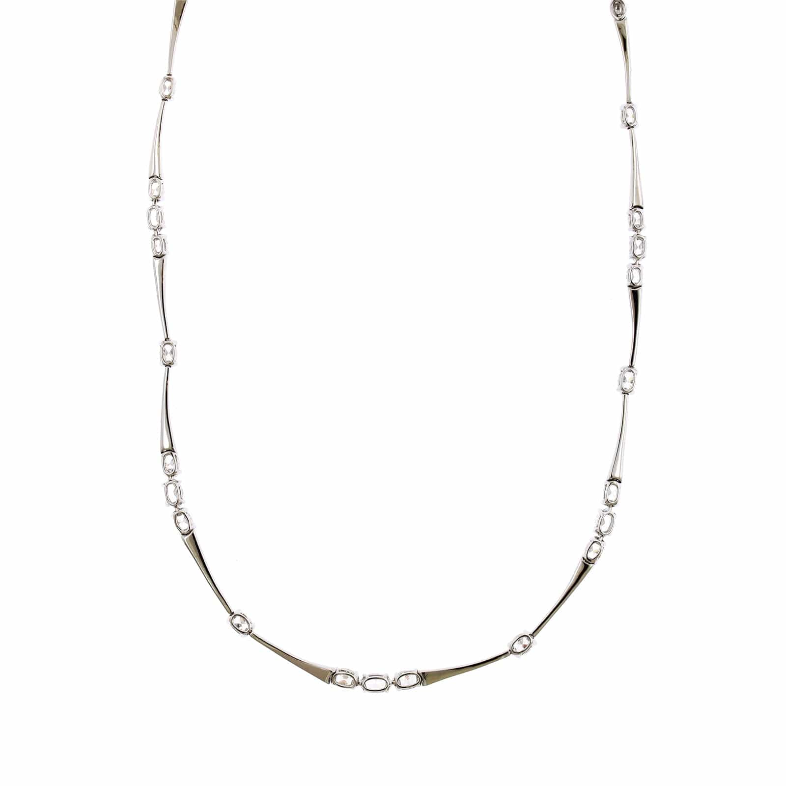 Etho Maria 18K White Gold Oval Diamond Bar Necklace - Image 2