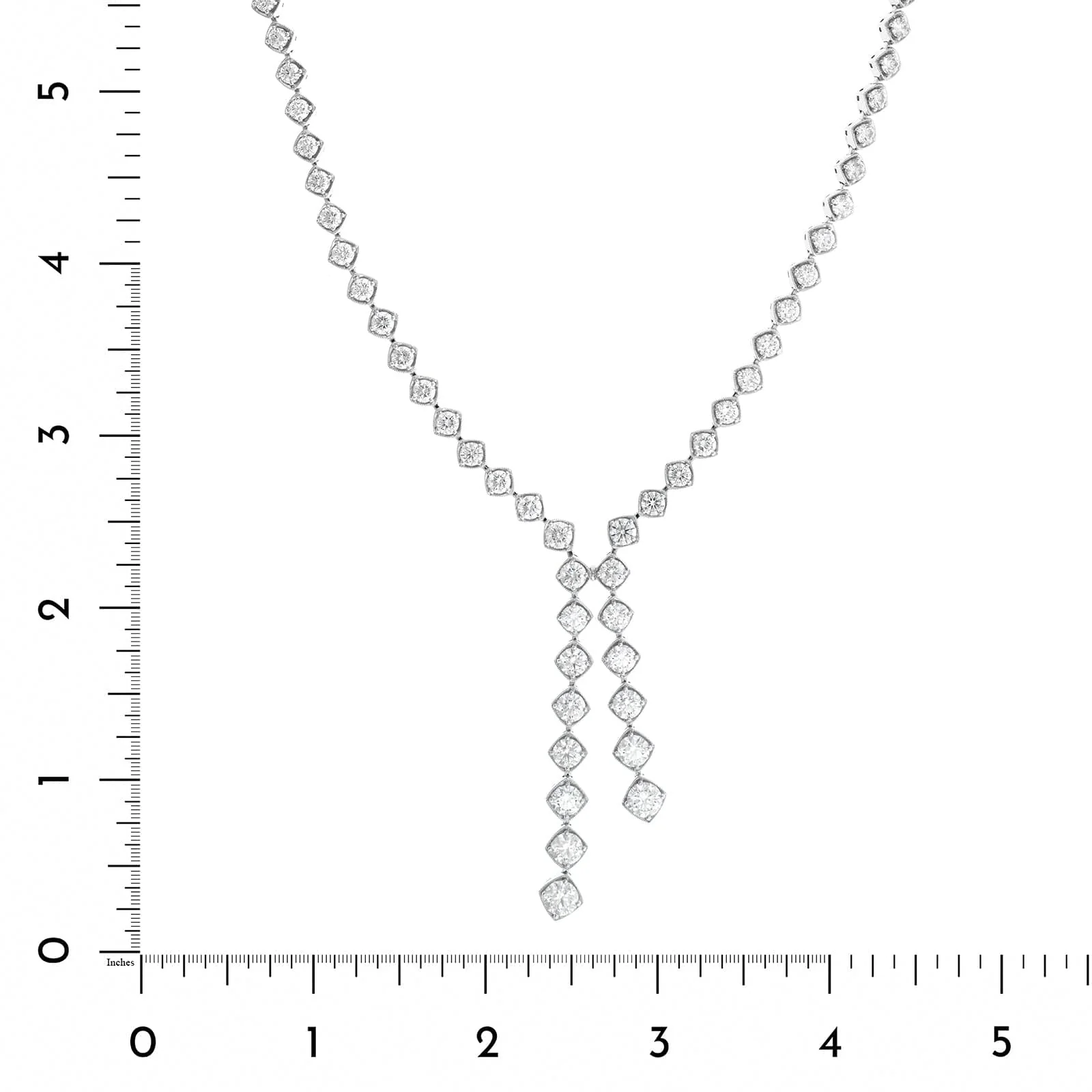18K White Gold Diamond Lariat Necklace - Image 3