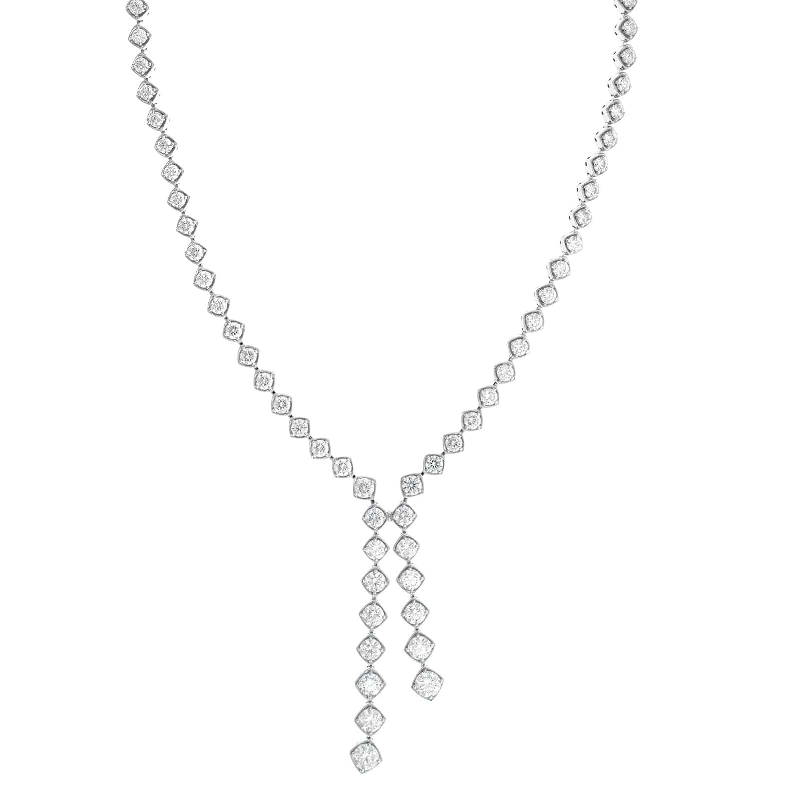 18K White Gold Diamond Lariat Necklace - Image 4