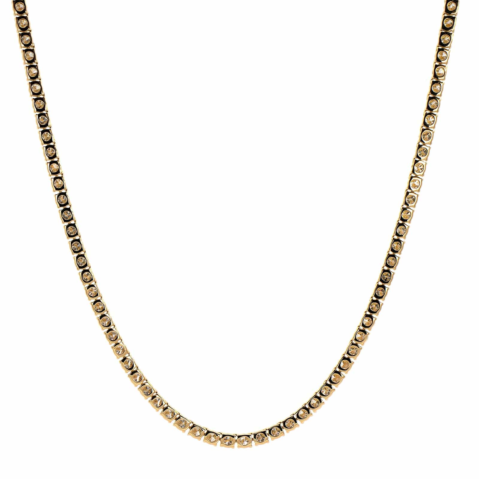 18K Yellow Gold Diamond Tennis Necklace - Image 2