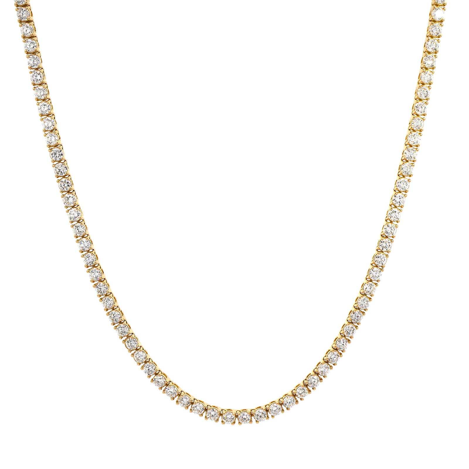 18K Yellow Gold Diamond Tennis Necklace - Image 5