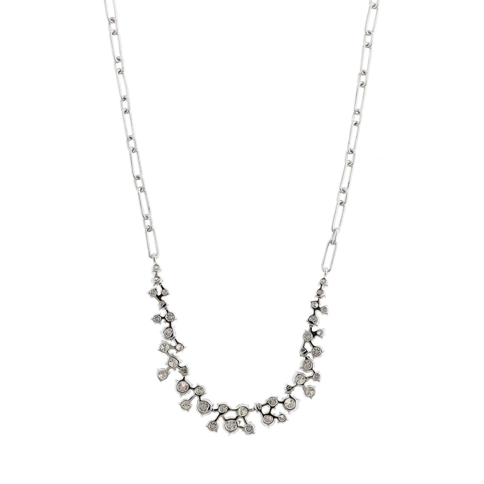 14K White Gold Diamond Paperclip Necklace - Image 2