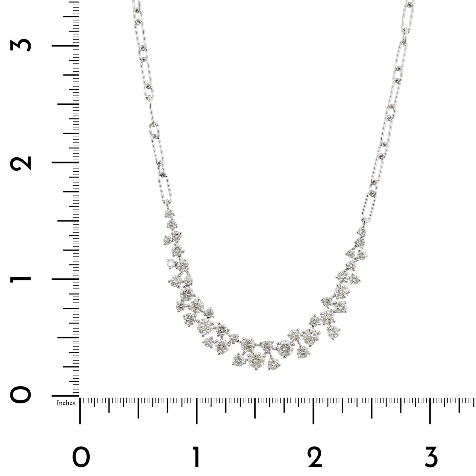 14K White Gold Diamond Paperclip Necklace - Image 4