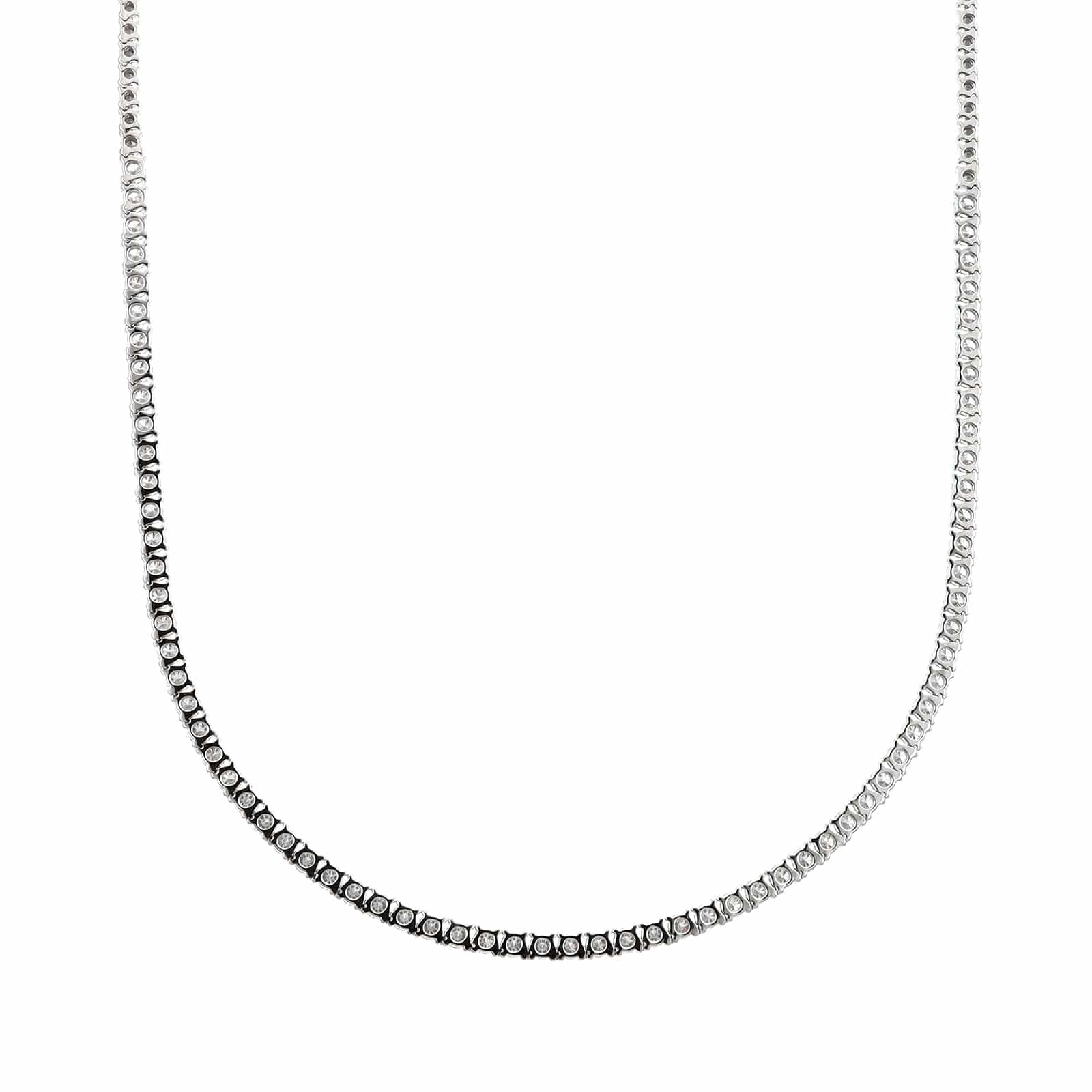 14K White Gold Halfway Around Diamond Tennis Necklace - Image 2
