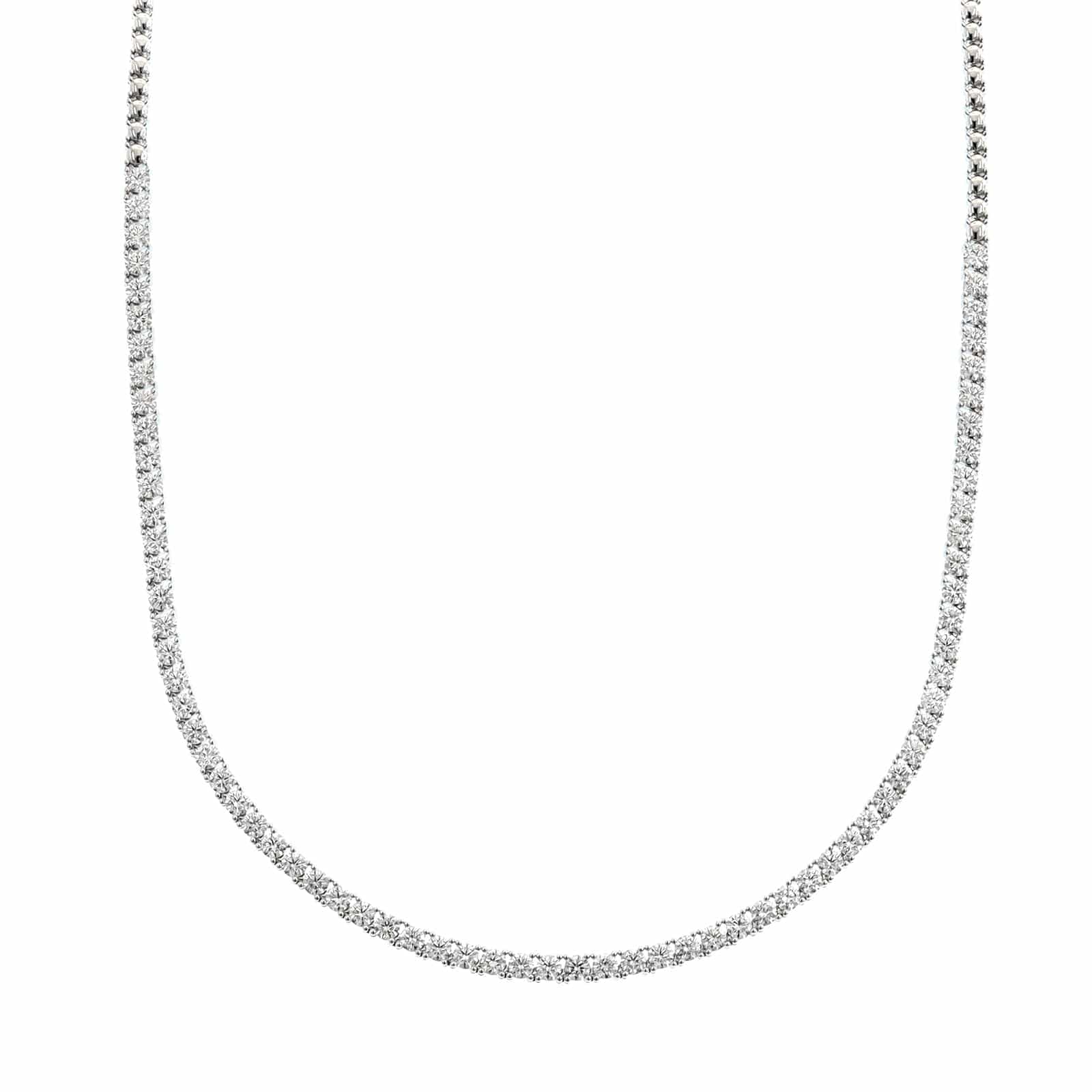 14K White Gold Halfway Around Diamond Tennis Necklace - Image 5