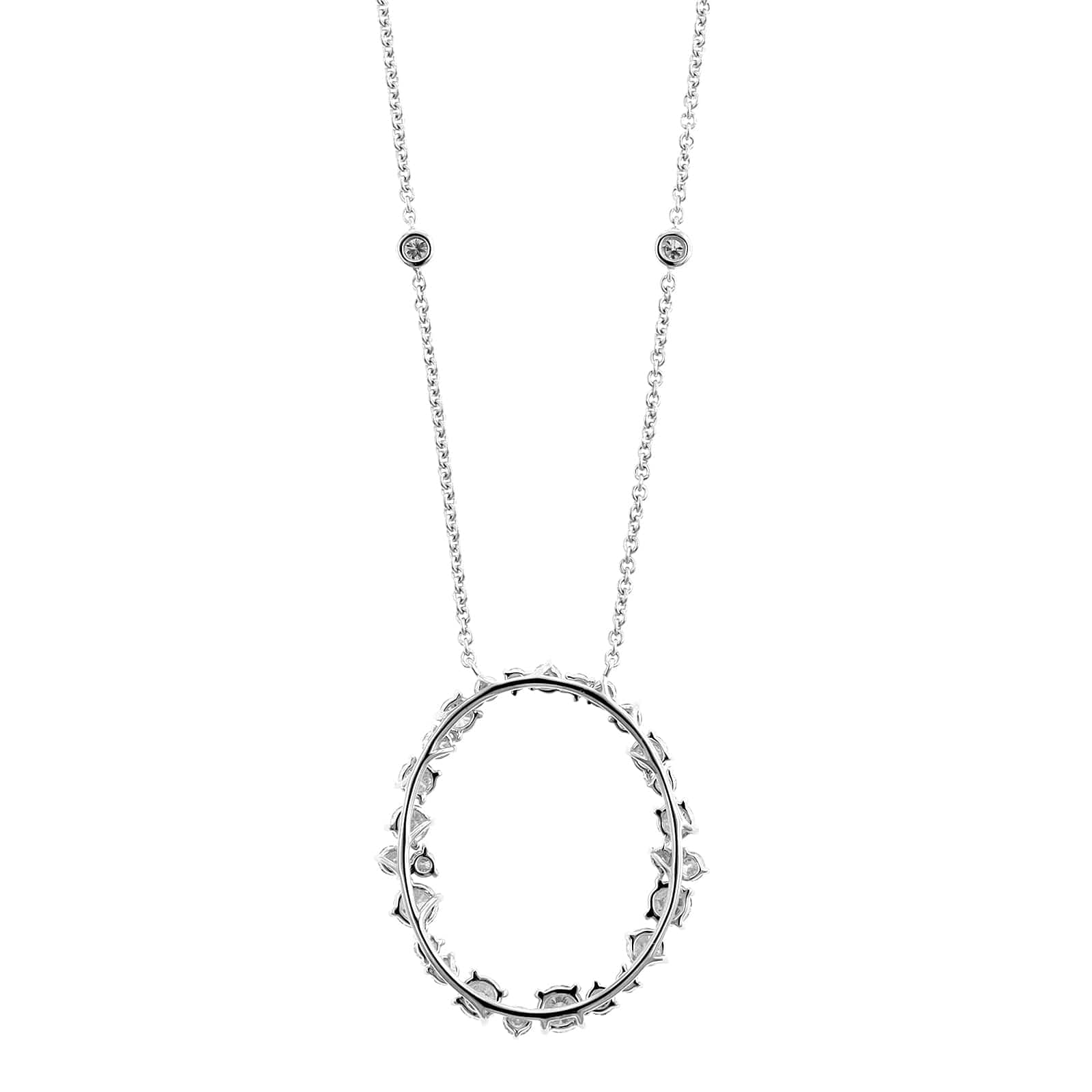 14K White Gold Diamonds By The Yard Open Oval Pendant Necklace - Image 2