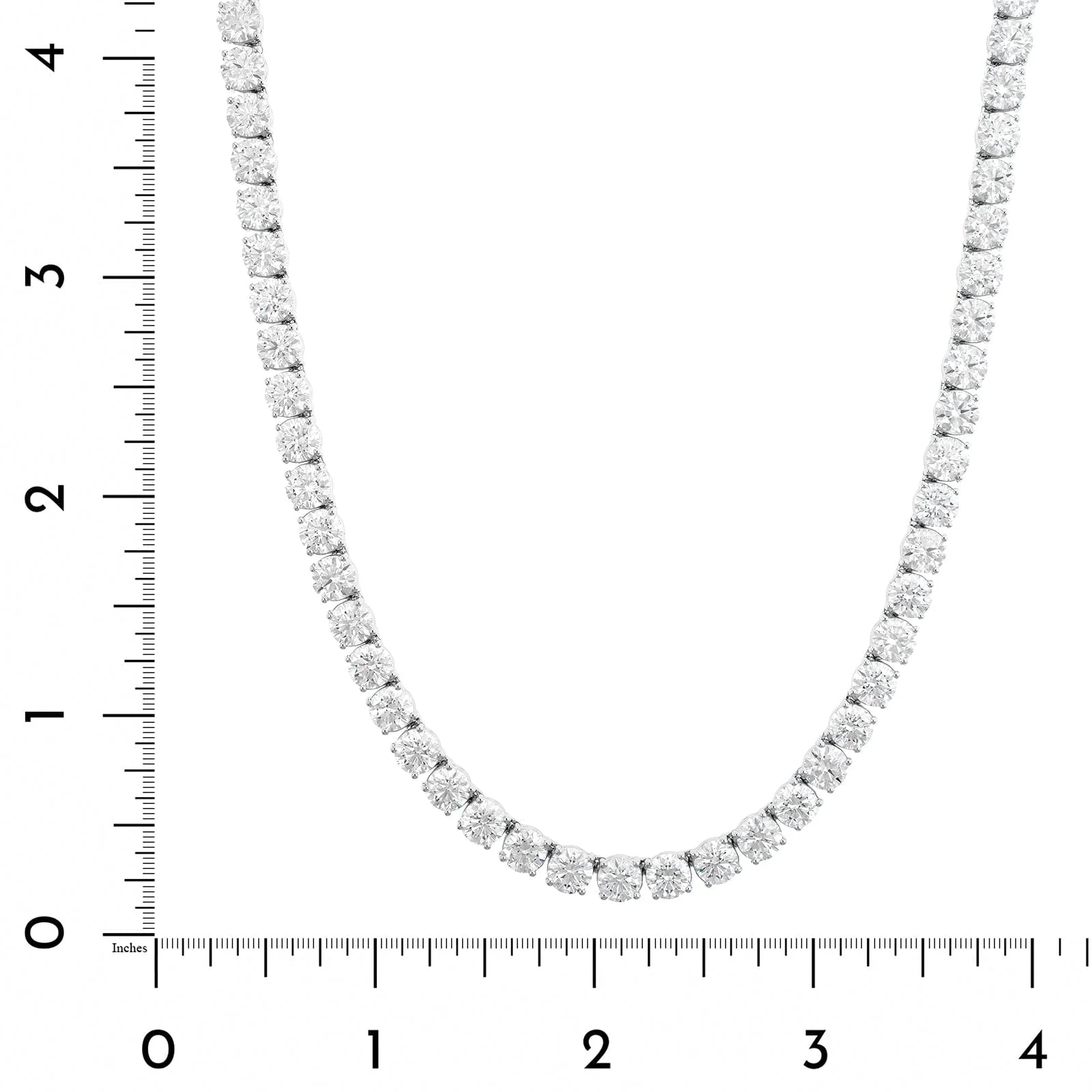 18K White Gold Round Diamond Tennis Necklace - Image 4