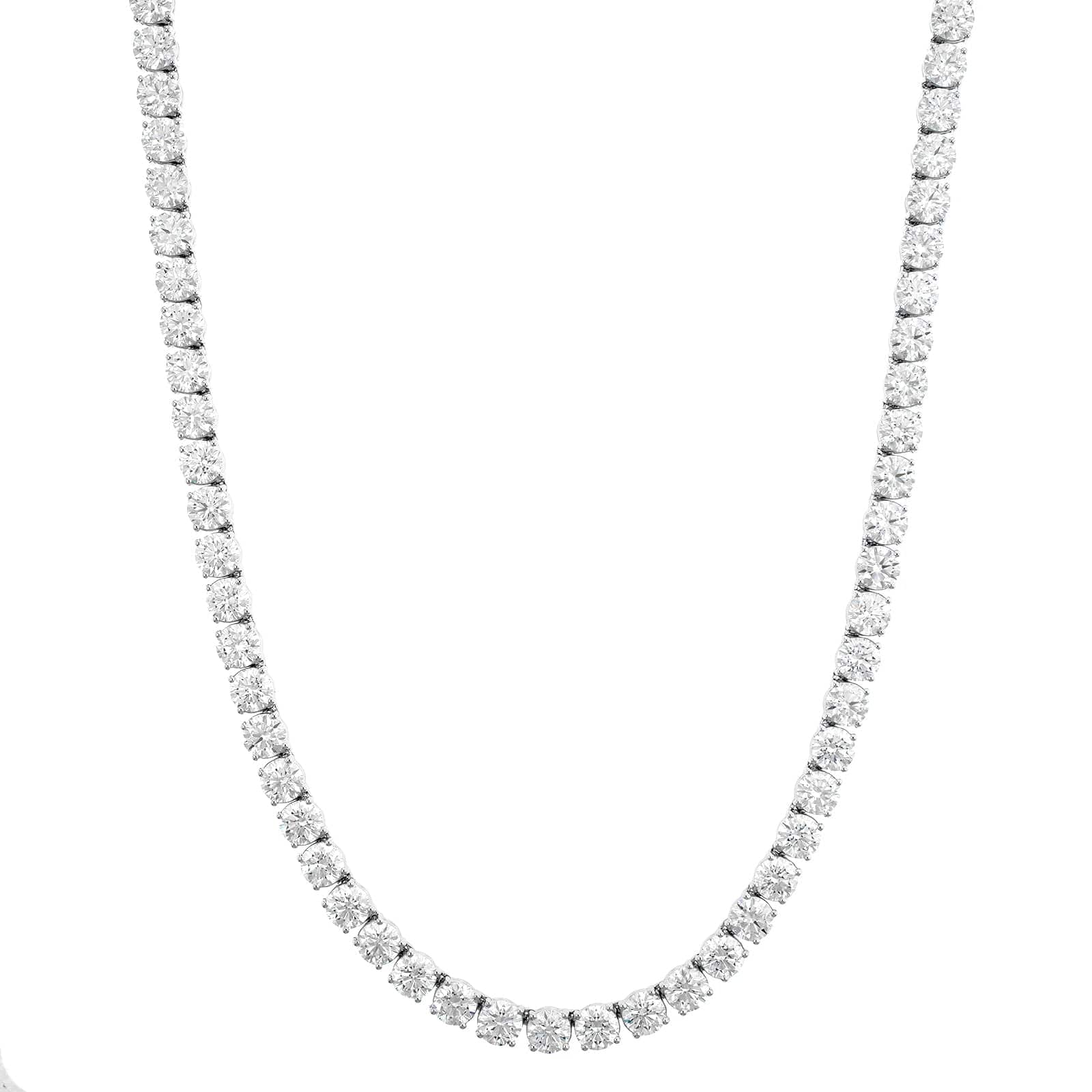 18K White Gold Round Diamond Tennis Necklace - Image 5