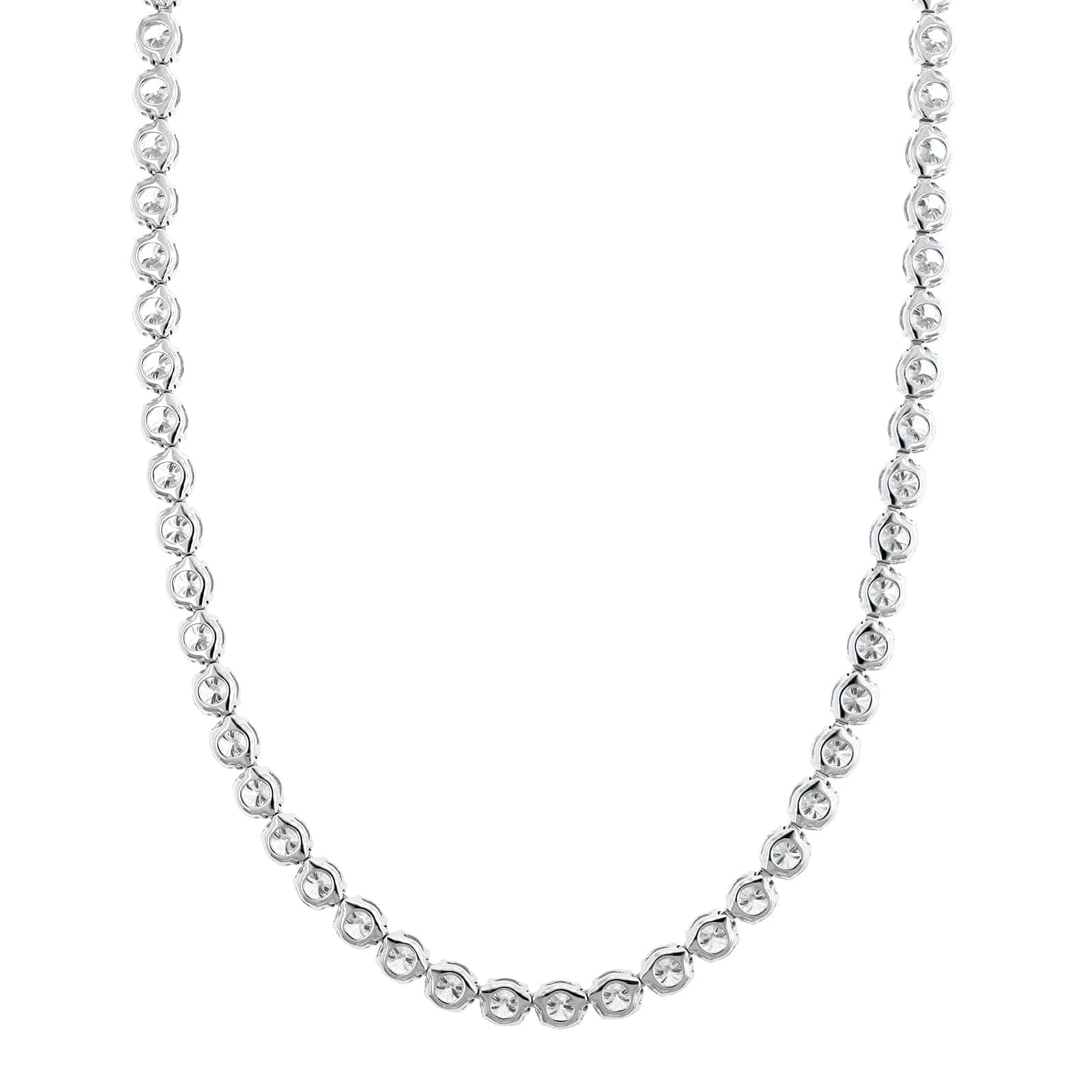 18K White Gold Round Diamond Tennis Necklace - Image 2