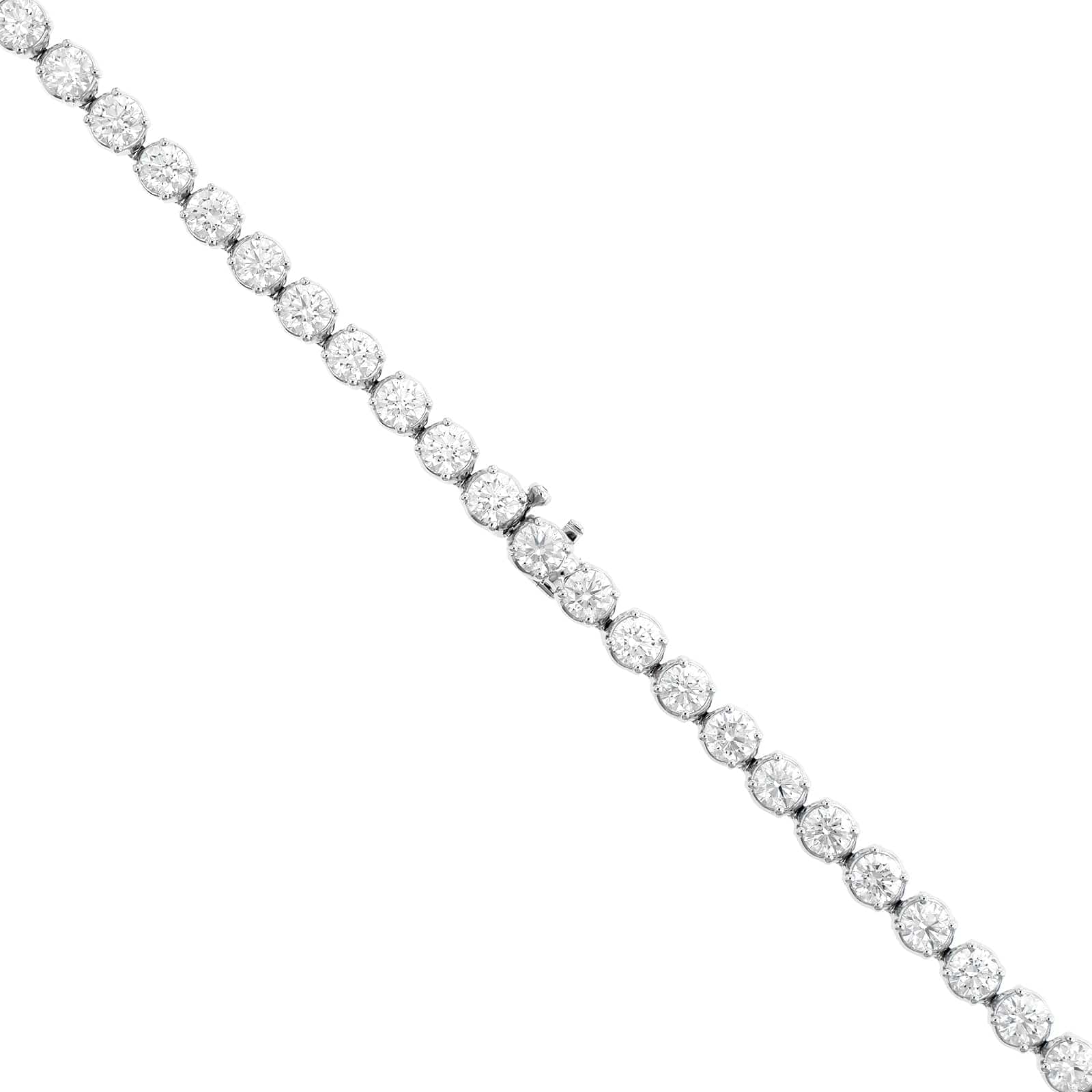 18K White Gold Round Diamond Tennis Necklace - Image 3