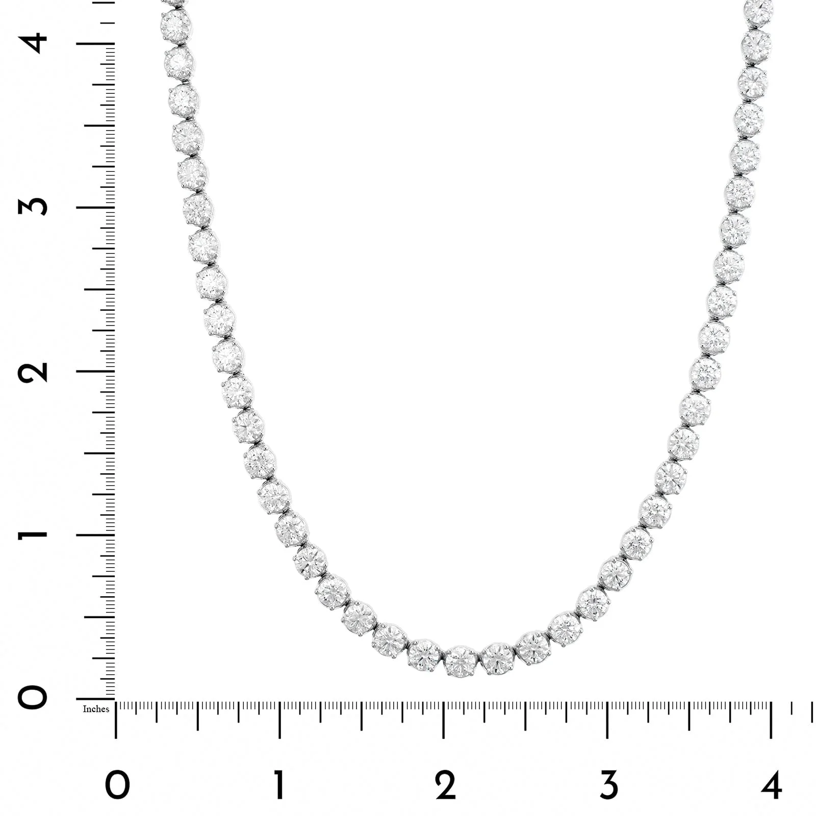 18K White Gold Round Diamond Tennis Necklace - Image 4