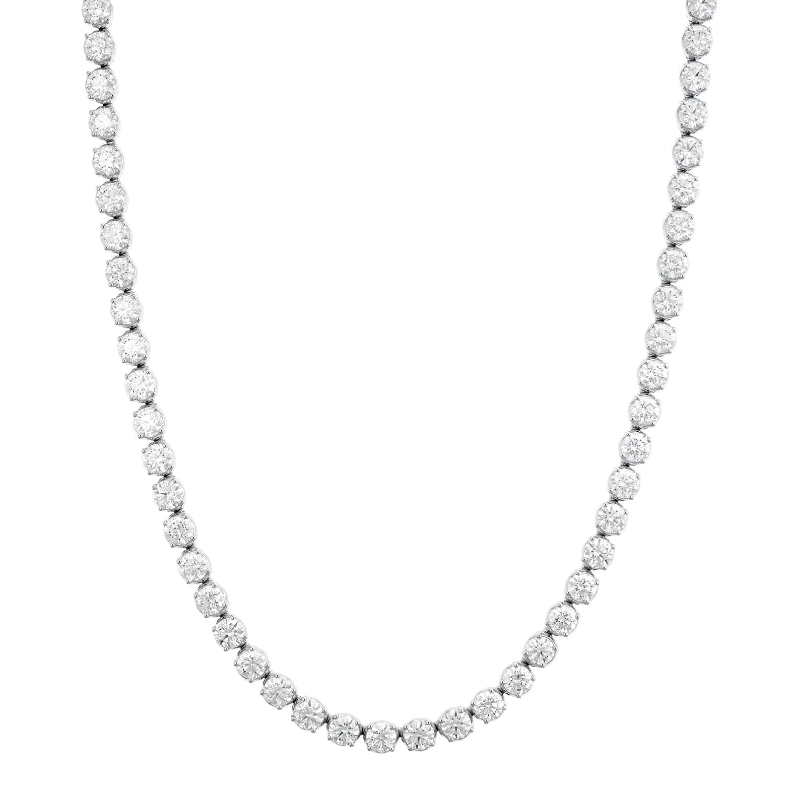18K White Gold Round Diamond Tennis Necklace - Image 5