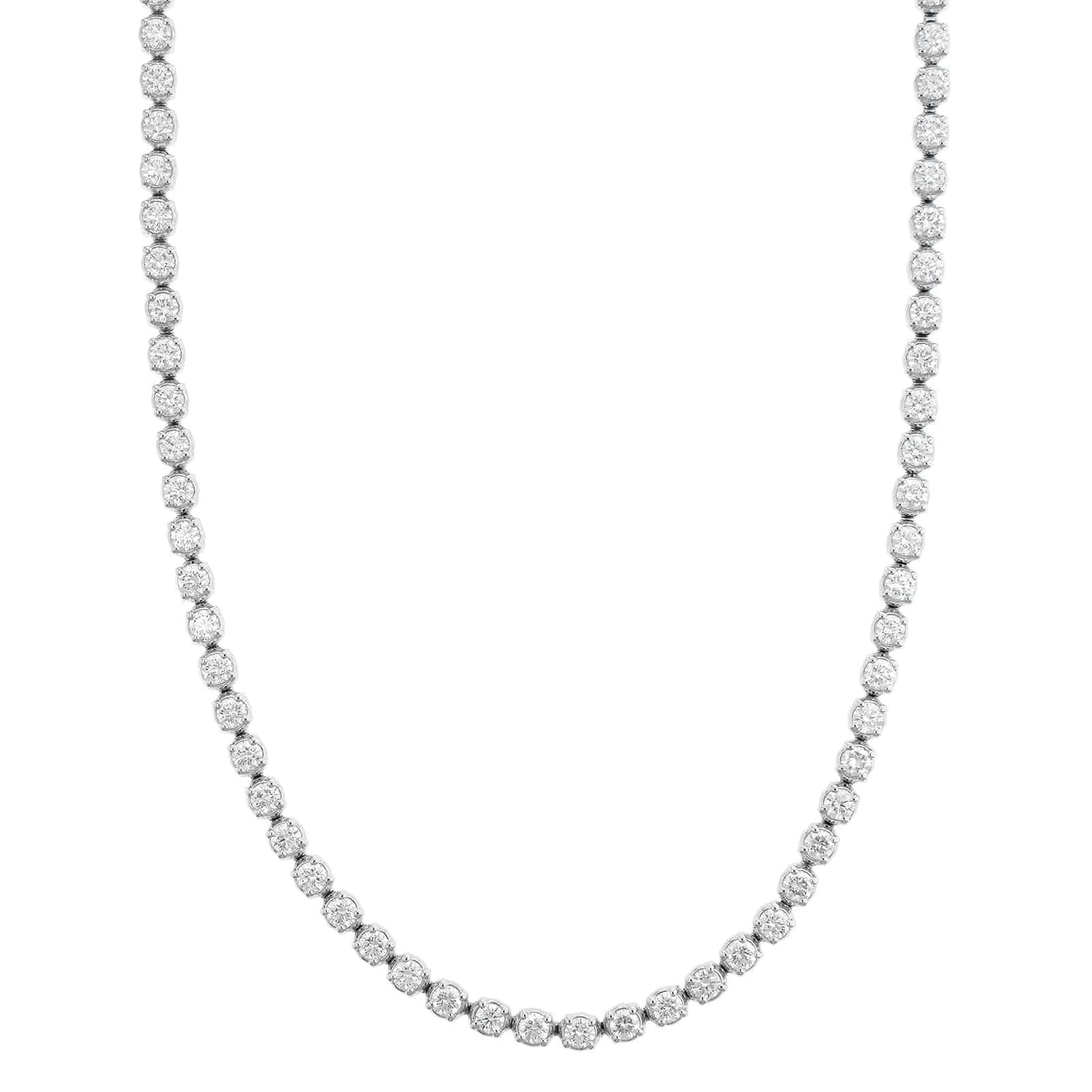 18K White Gold Round Diamond Tennis Necklace