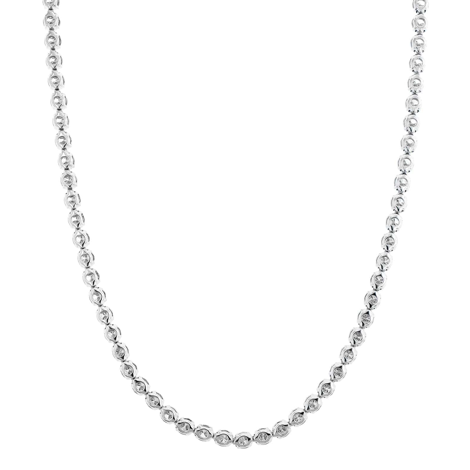 18K White Gold Round Diamond Tennis Necklace - Image 2