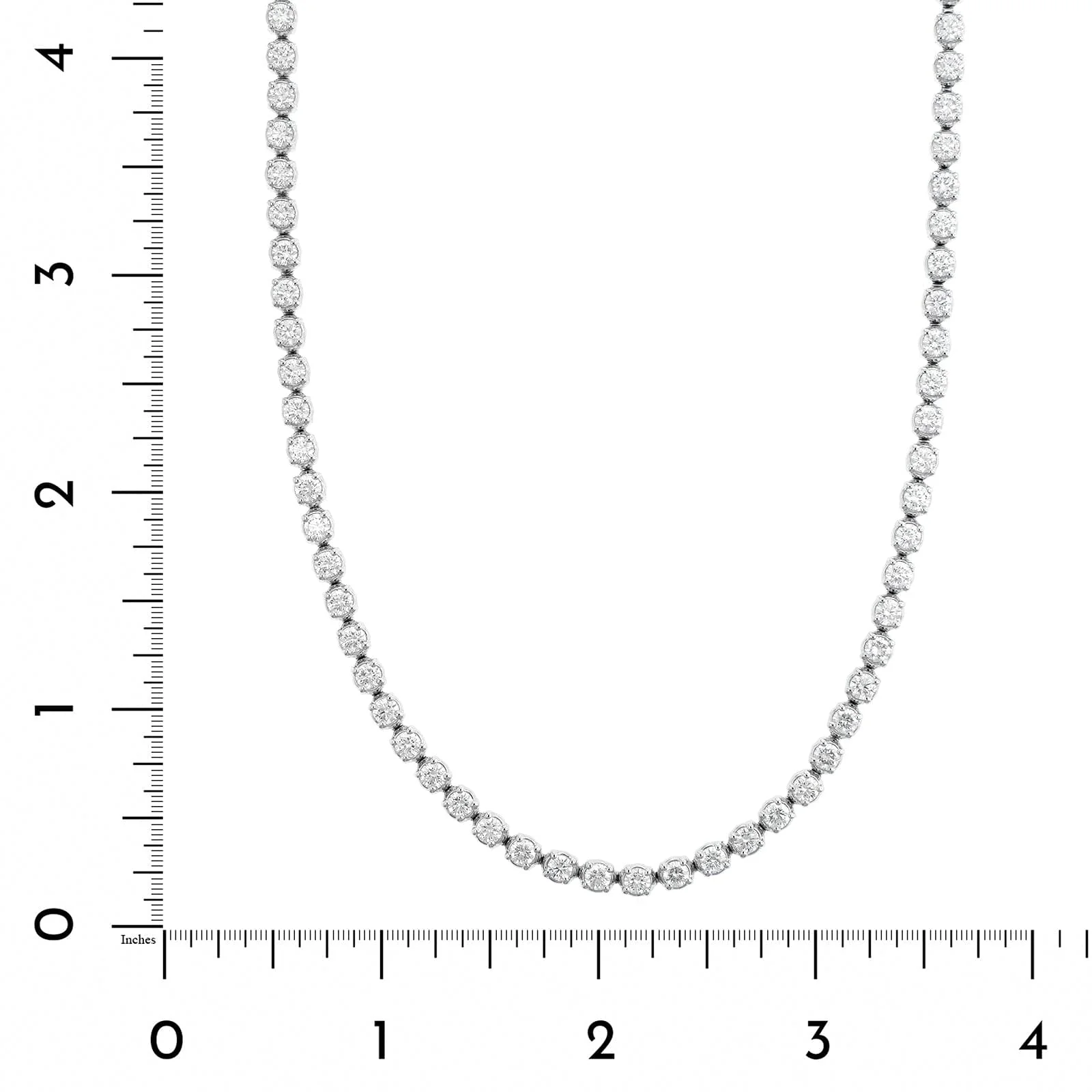 18K White Gold Round Diamond Tennis Necklace - Image 4