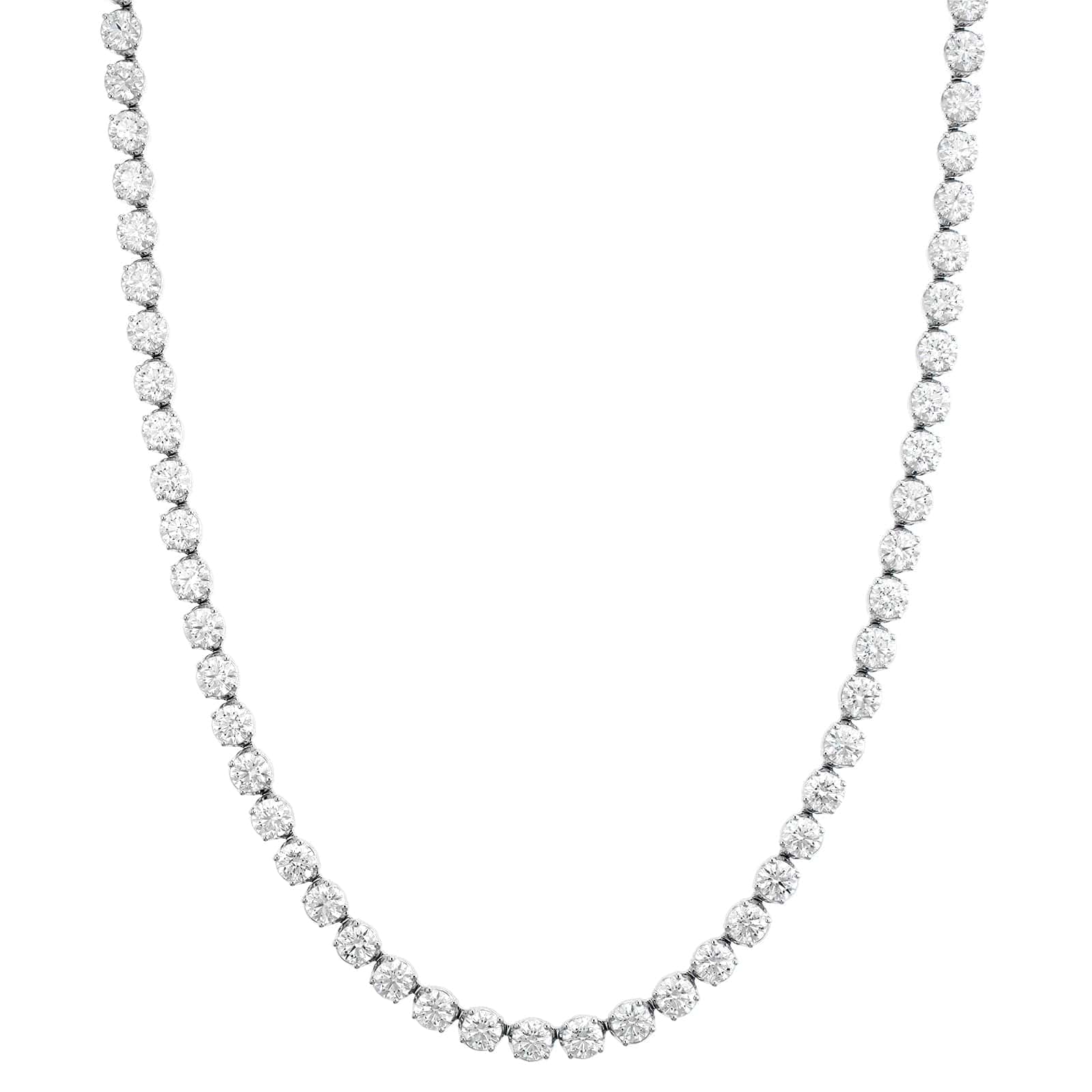 18K White Gold Round Diamond Tennis Necklace