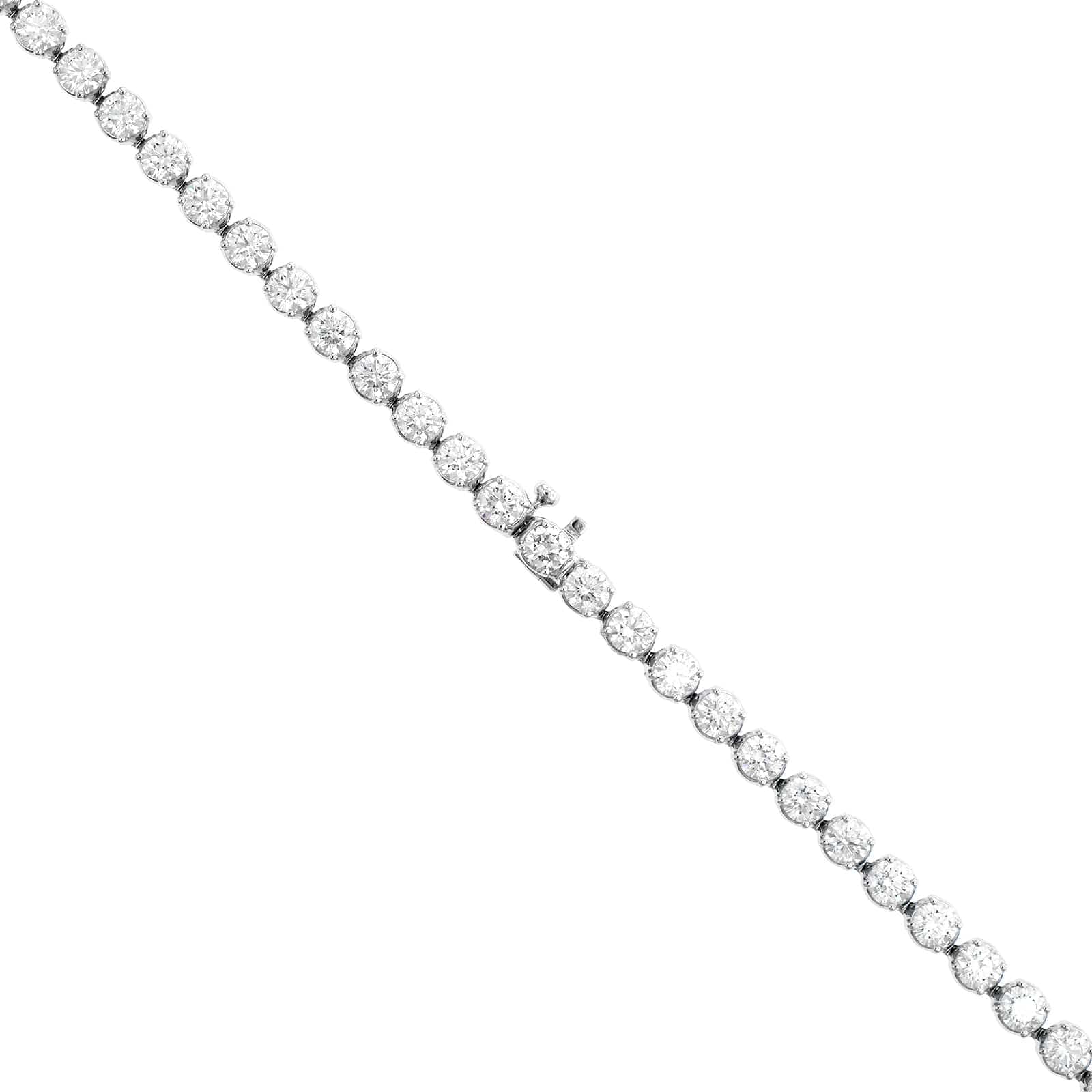 18K White Gold Round Diamond Tennis Necklace - Image 3