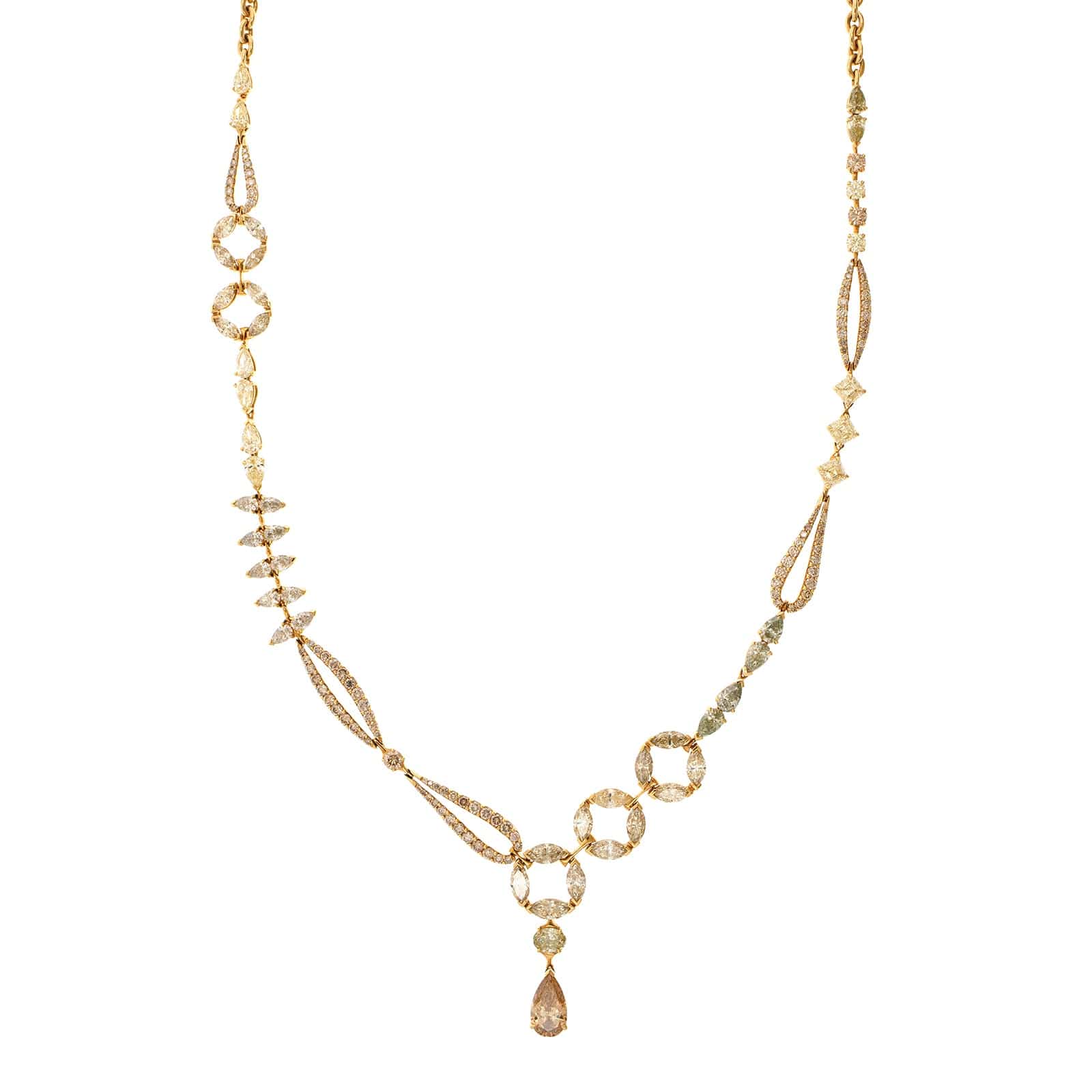 Etho Maria 18K Yellow Gold Green, Yellow, and Brown Diamond Necklace - Image 5