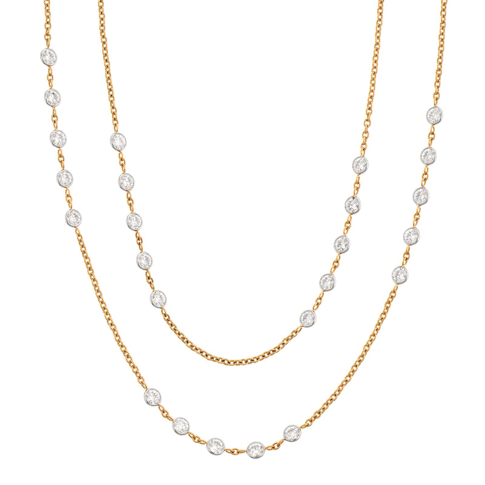 18K Yellow Gold Diamond By The Yard Necklace - Image 2