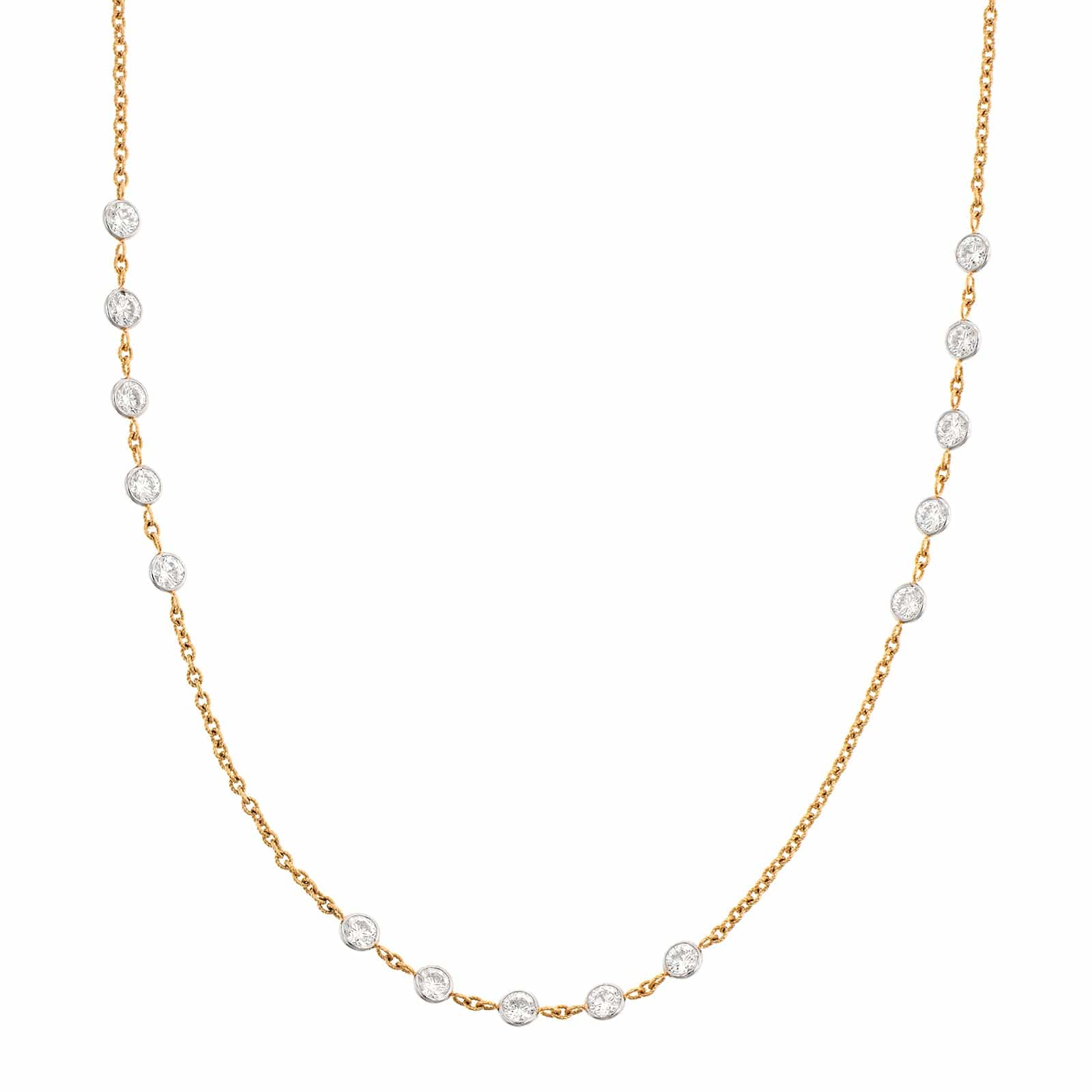 18K Yellow Gold Diamond By The Yard Necklace - Image 5
