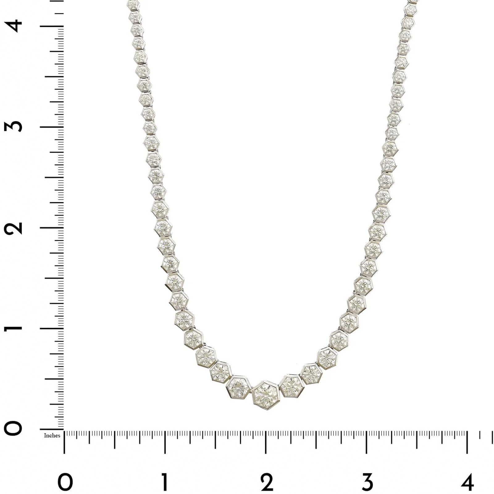 18K White Gold Hexagonal Diamond Tennis Necklace - Image 4