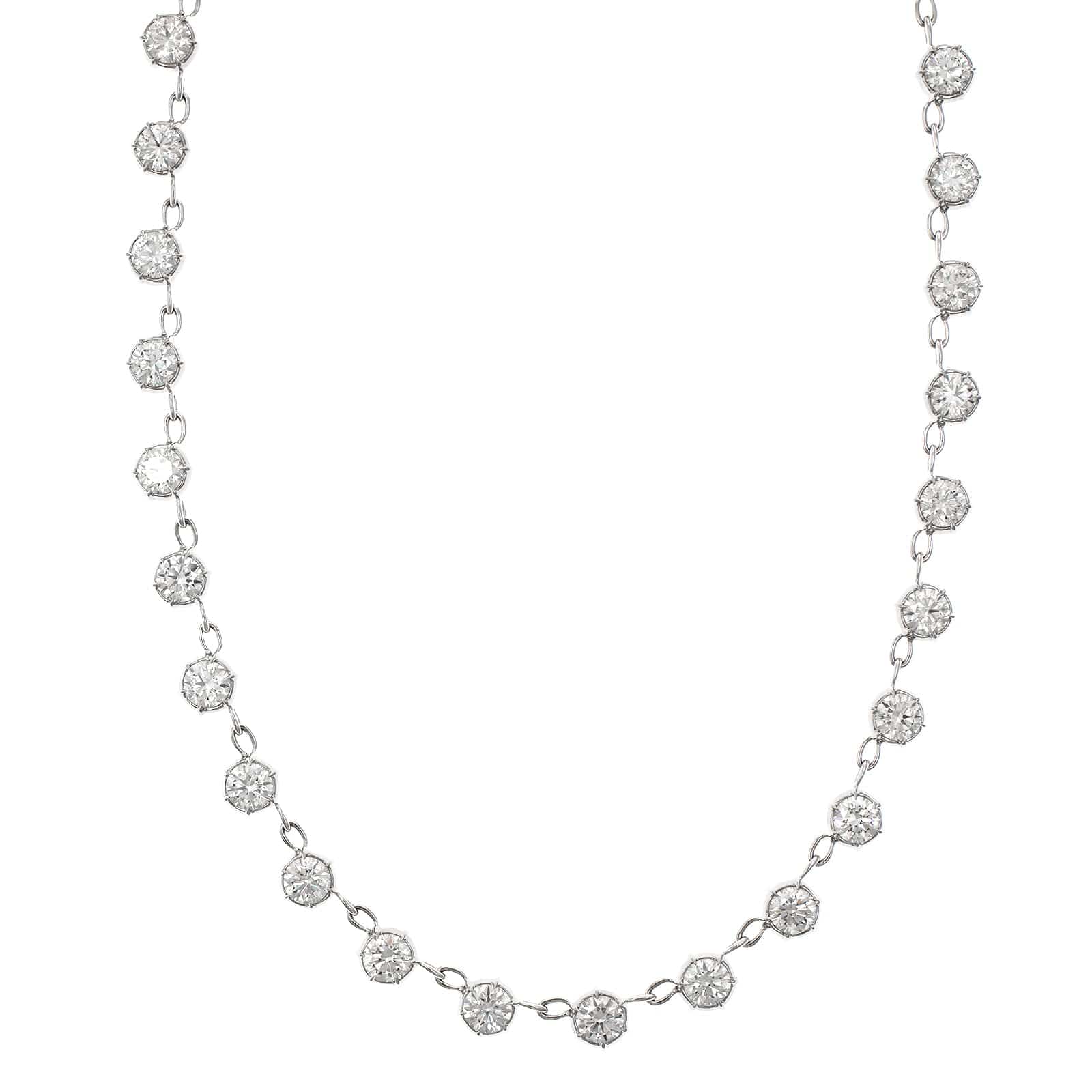 18K White Gold Round Diamond Elizabeth Necklace - Image 4