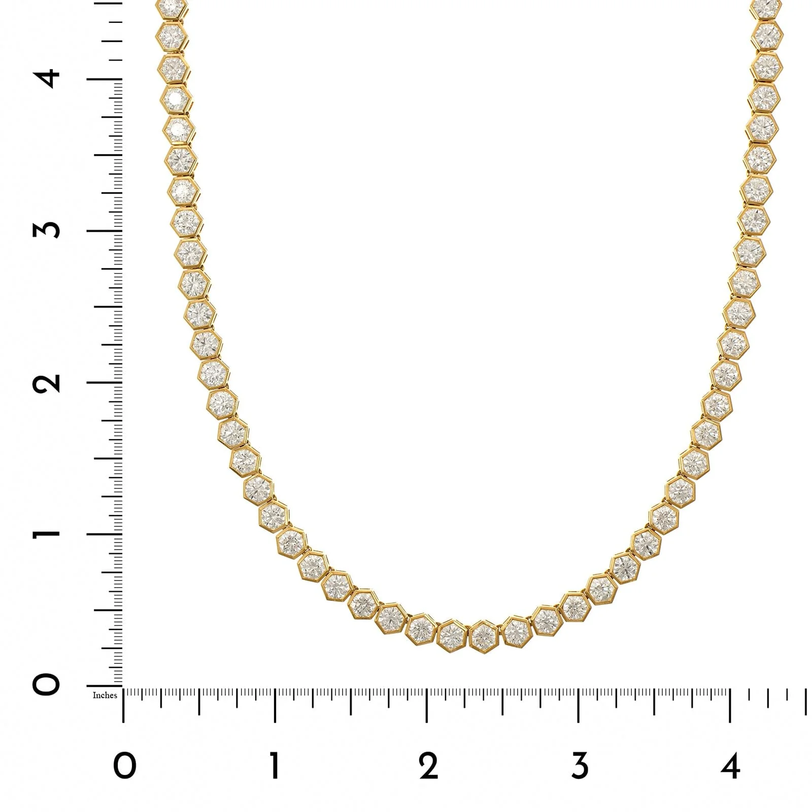 18K Yellow Gold Hexagonal Diamond Line Necklace - Image 3