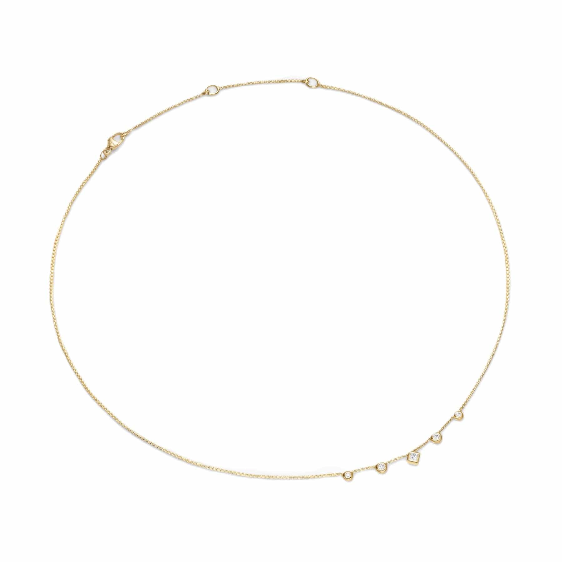 Petite Modern Renaissance® Station Chain Necklace 18K Yellow Gold with Diamonds, 3.4mm - Image 2