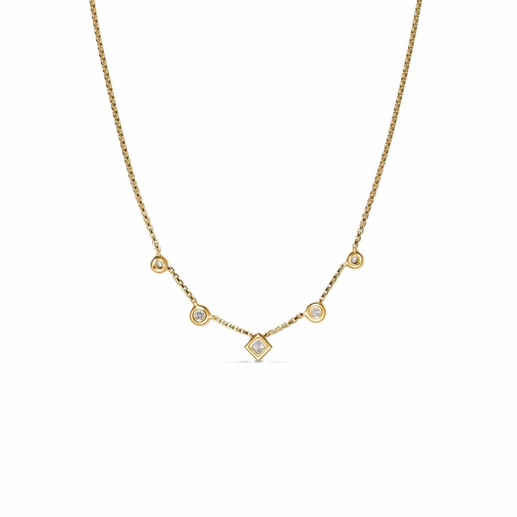 Petite Modern Renaissance® Station Chain Necklace 18K Yellow Gold with Diamonds, 3.4mm - Image 4