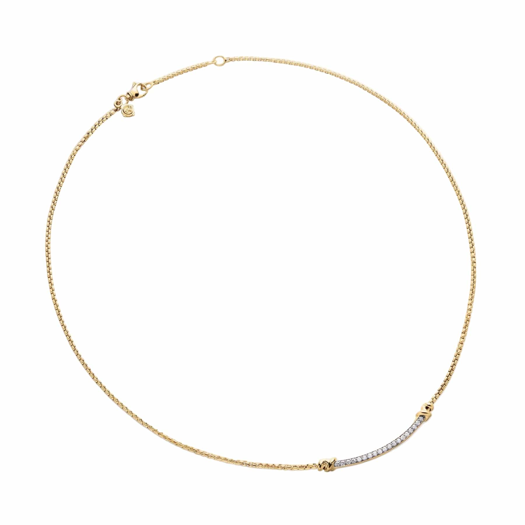 Petite Helena Wrap Station Necklace 18K Yellow Gold with Diamonds, 29mm - Image 2