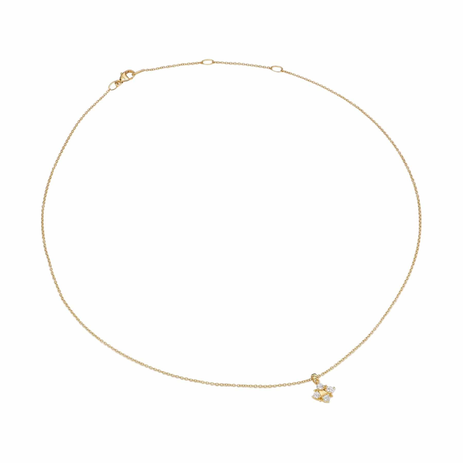 Petite Modern Renaissance® Pyramid Pendant Necklace 18K Yellow Gold with Diamonds, 10.9mm - Image 2
