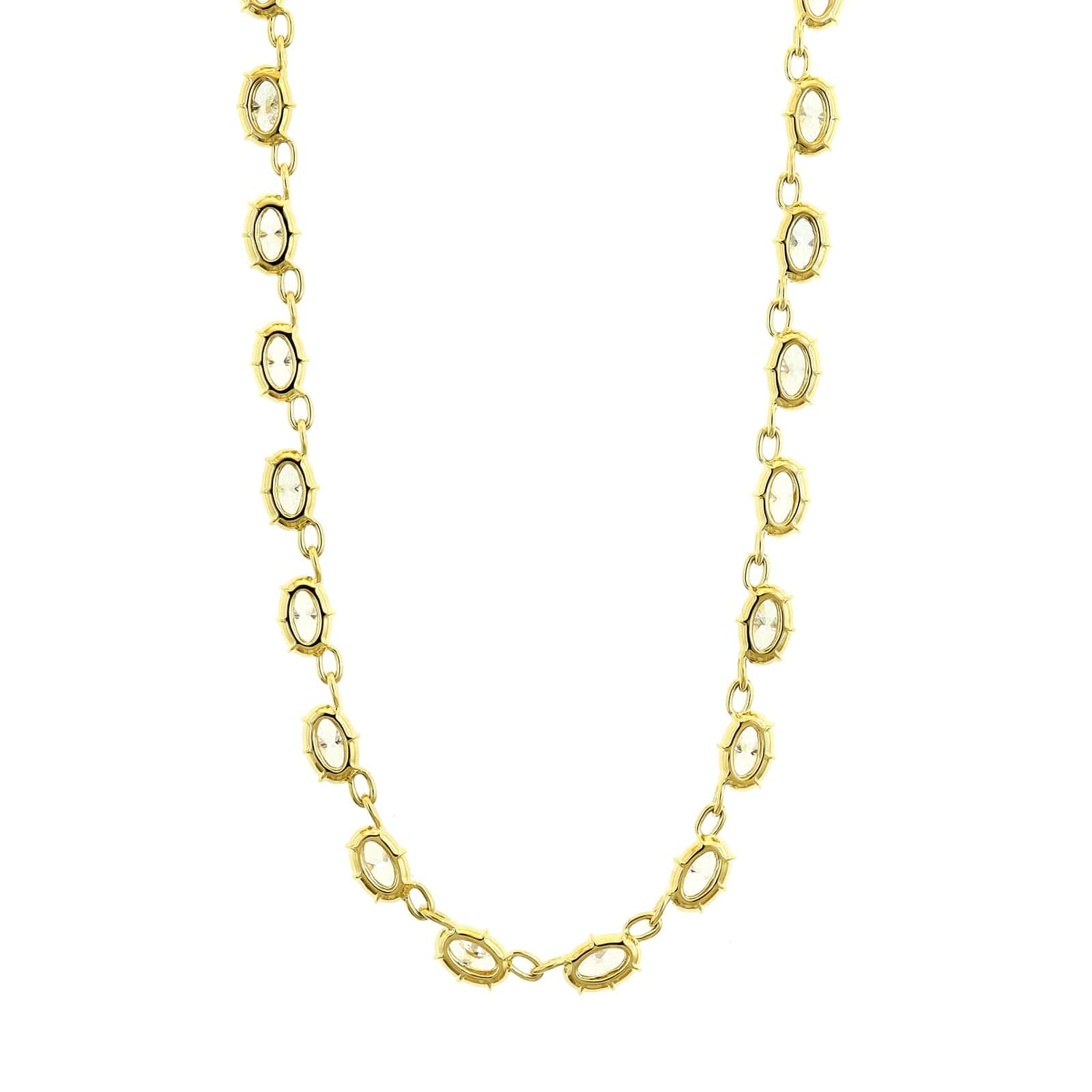 18K Yellow Gold Moval Diamond Tennis Necklace - Image 2